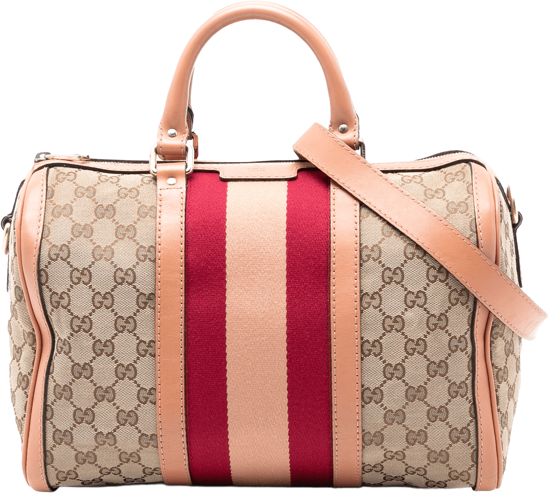 Gucci Medium Gg Canvas Web Joy Boston Bag, från Luxclusif, i färgen beige.