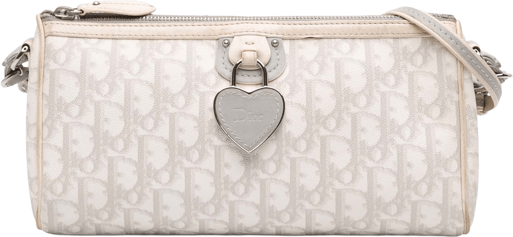 Dior Diorissimo Trotter Coated Canvas Romantique Crossbody, från Luxclusif, i färgen off white.