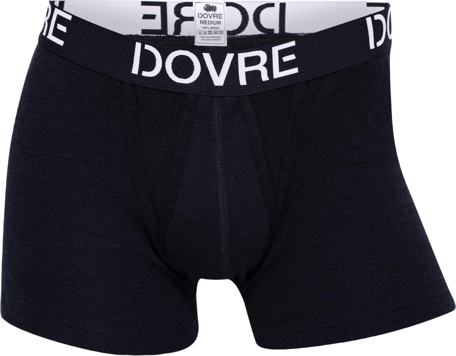 Boxershorts Med Gylf, 100% Merinoull, Svart, från Dovre, i färgen black.