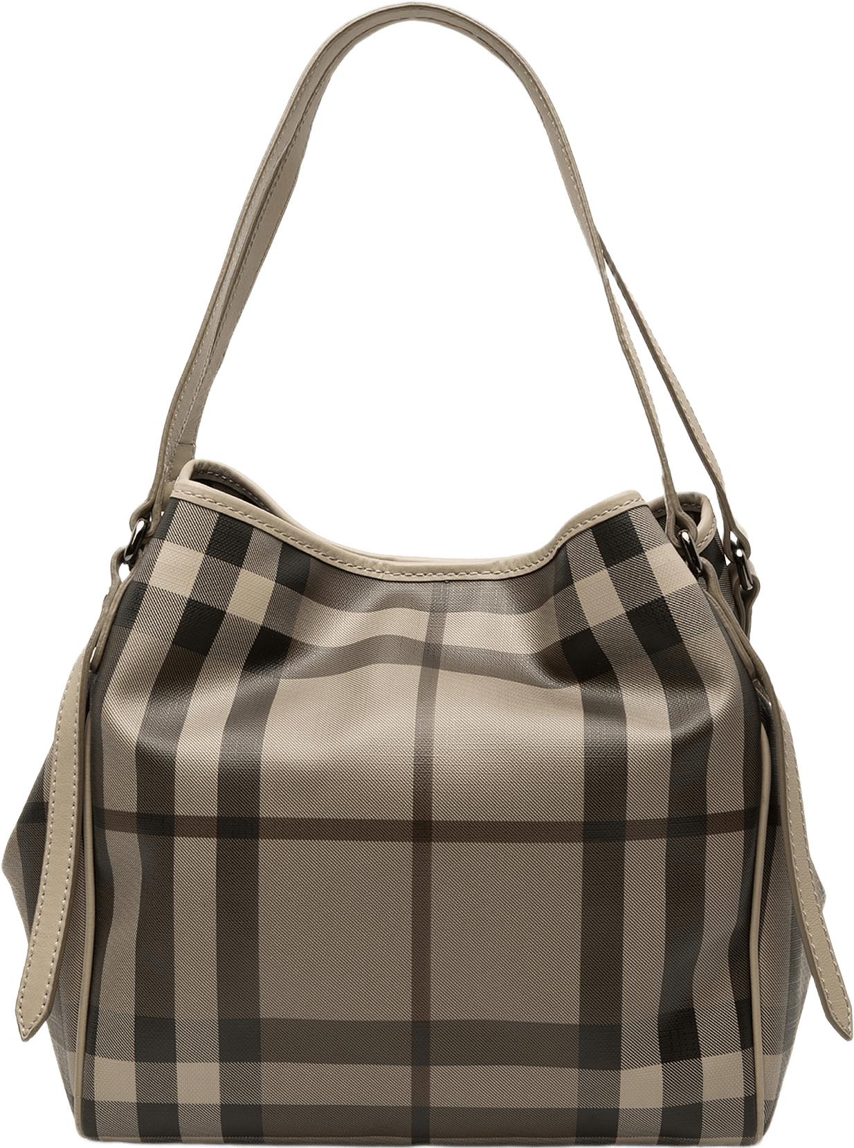 Burberry Small Smoke Check Coated Canvas Canterbury Tote, från Luxclusif, i färgen gray.