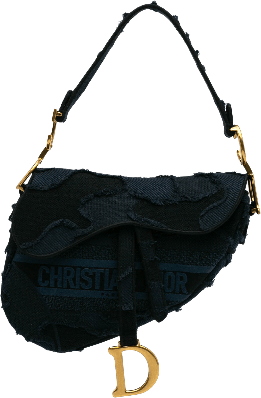 Dior Canvas Embroidered Camouflage Saddle Bag