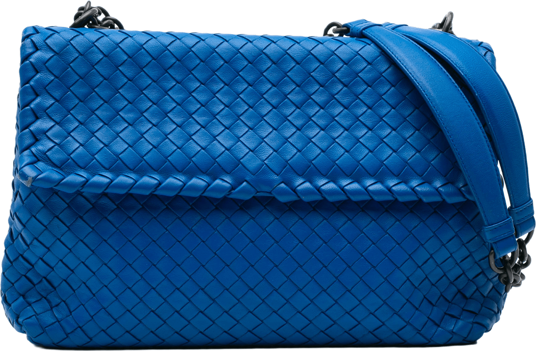 Bottega Veneta Medium Nappa Intrecciato Olimpia Shoulder Bag, från Luxclusif, i färgen blue.