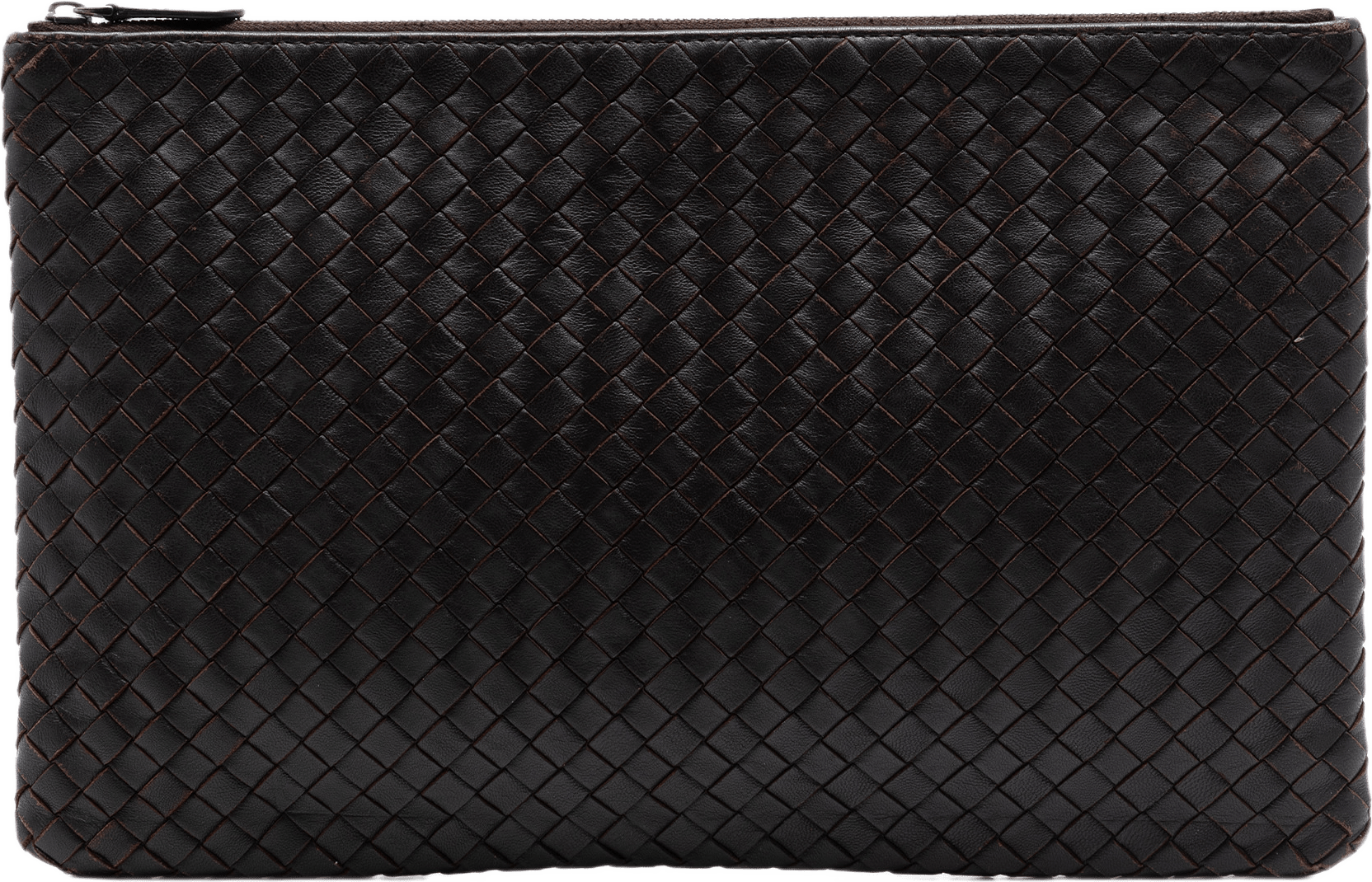 Bottega Veneta Nappa Intrecciato Clutch, från Luxclusif, i färgen dark brown.