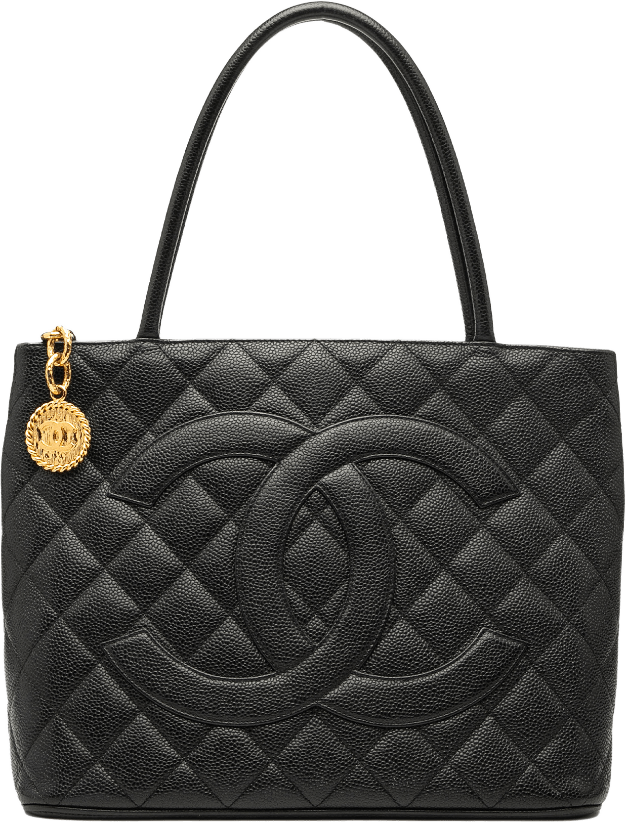 Chanel Caviar Medallion Tote, från Luxclusif, i färgen black.