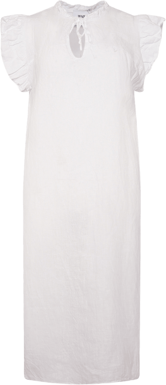 Etta, Frill Dress, Linen - White
