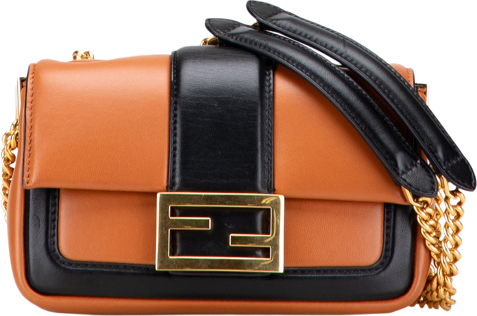 Fendi Mini Bicolor Nappa Apolo Chain Baguette Shoulder Bag, från Luxclusif, i färgen svart.