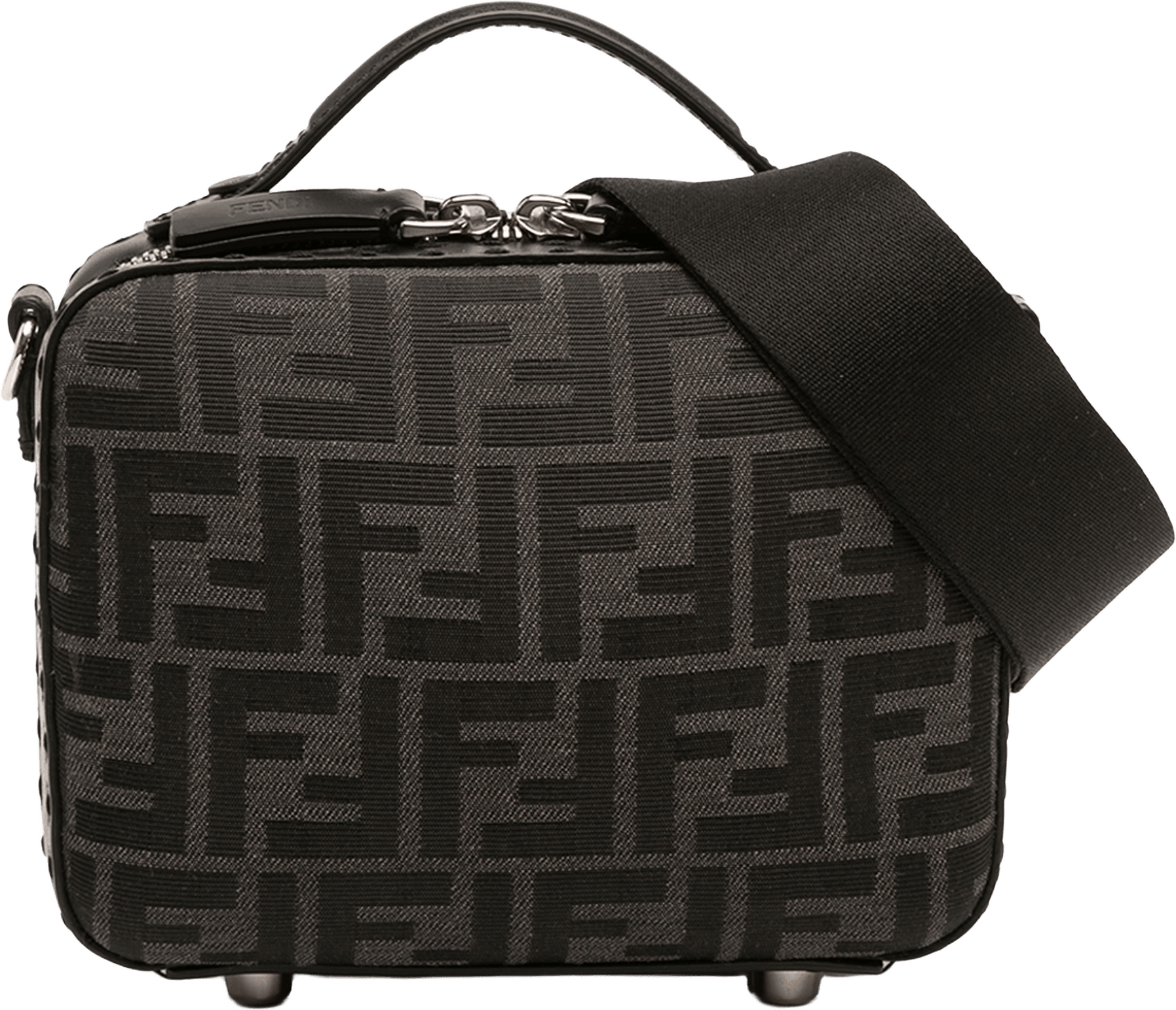 Fendi Mini Zucca Canvas Suitcase Bag, från Luxclusif, i färgen black.