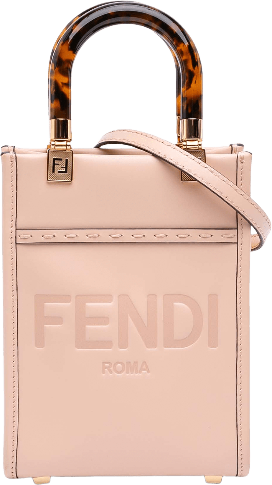 Fendi Mini Leather Sunshine Shopper Tote, från Luxclusif, i färgen light pink.