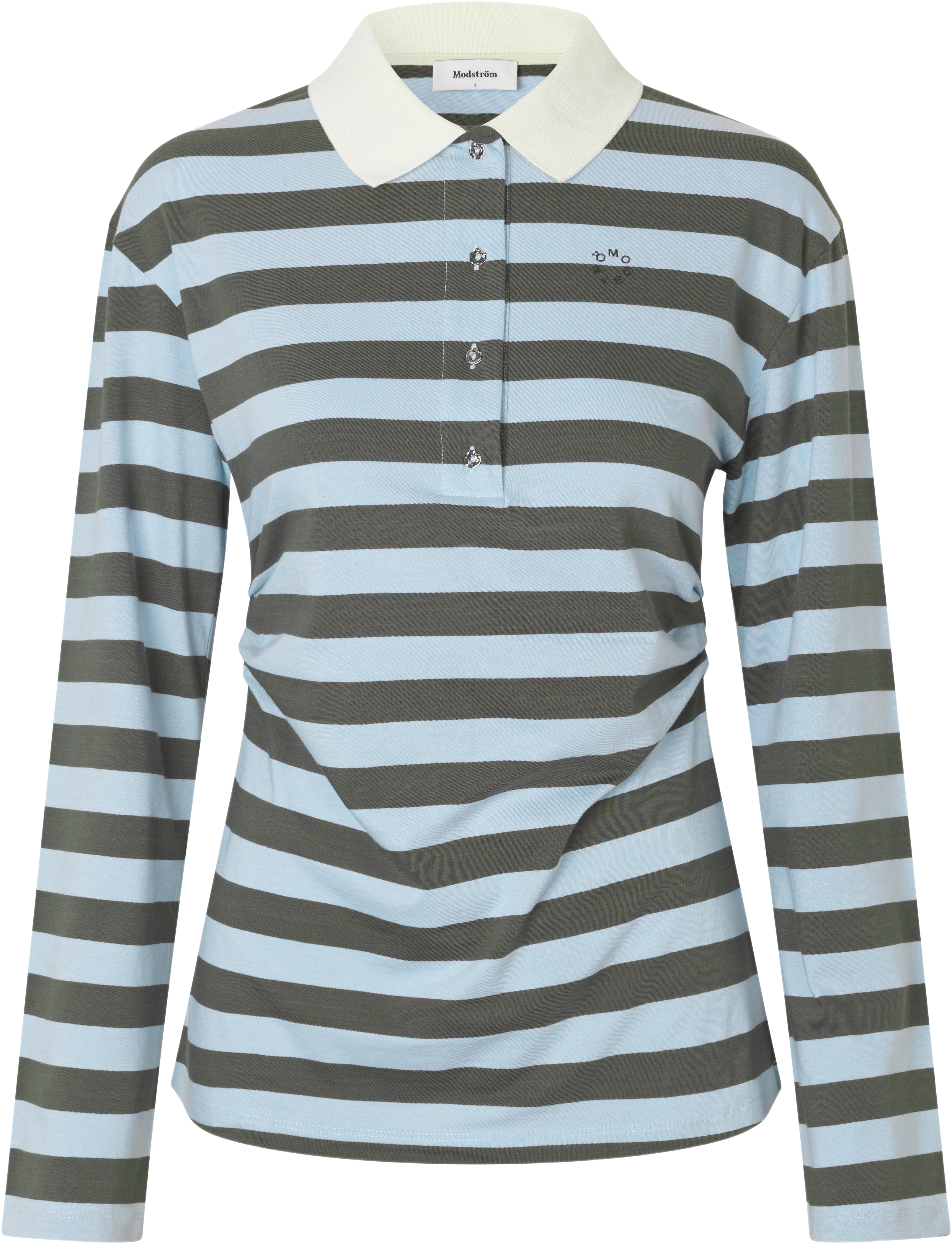 Stetsonmd Ls Stripe Polo, från Modström, i färgen cashmere beluga stripe.