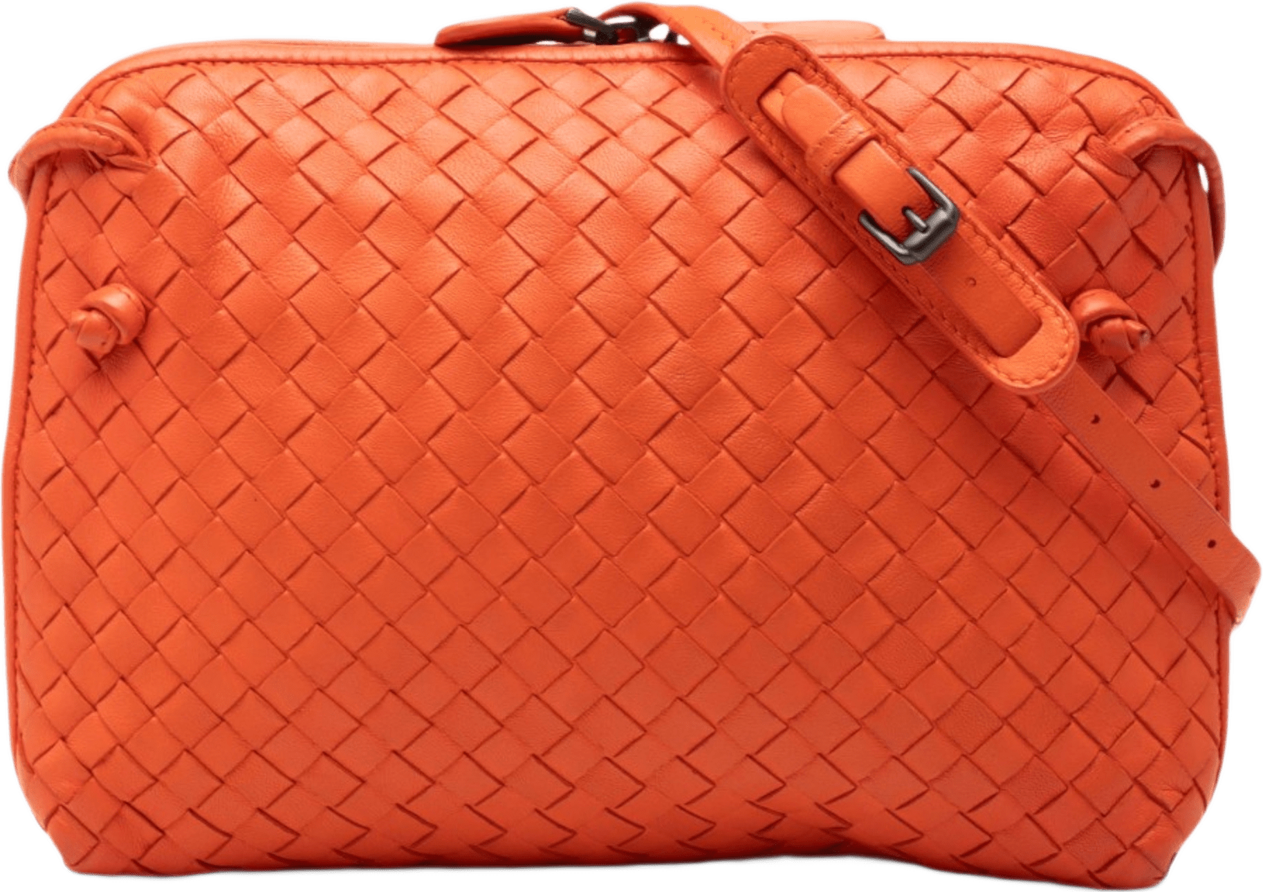 Bottega Veneta Nappa Intrecciato Nodini Crossbody, från Luxclusif, i färgen orange.