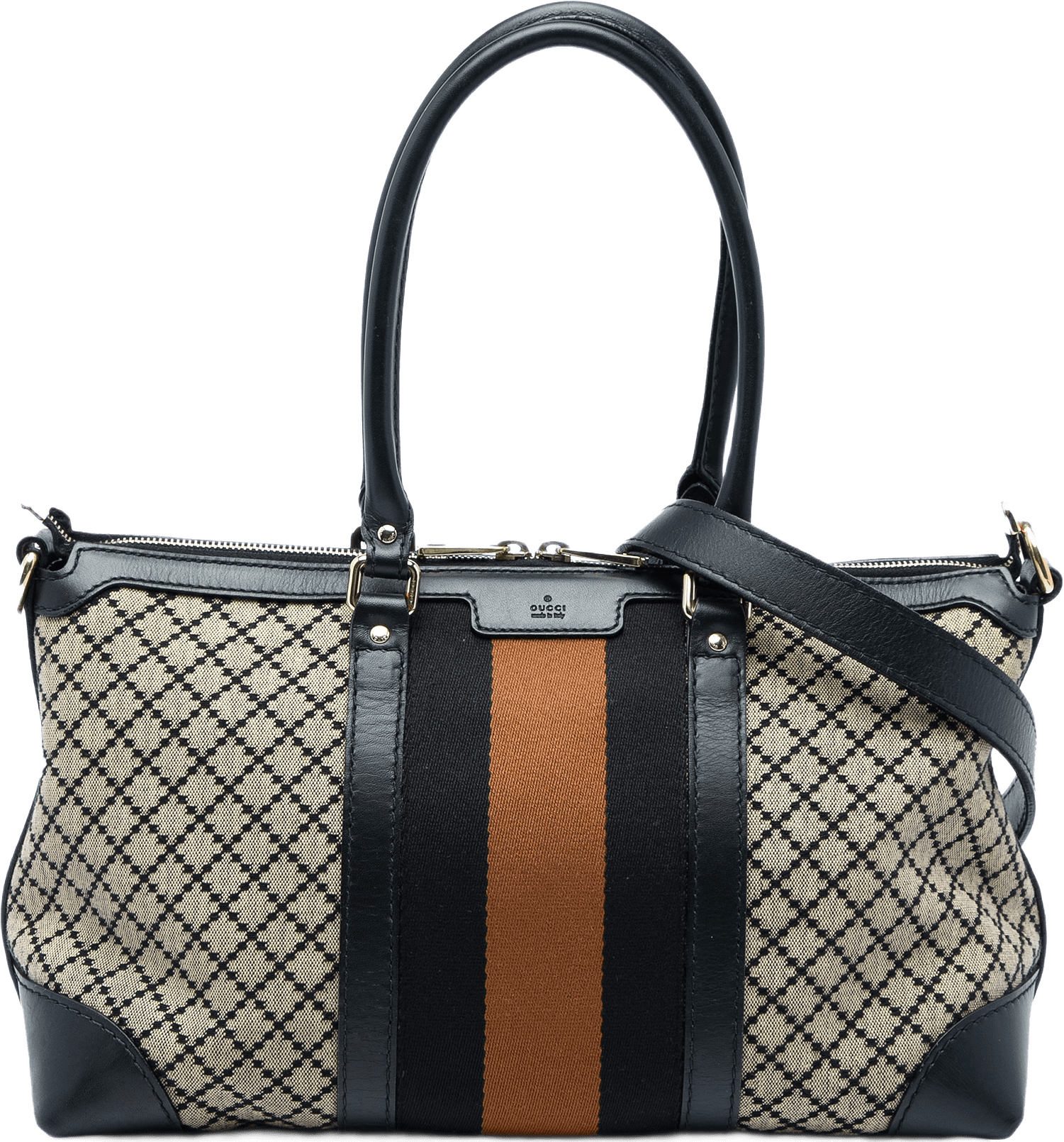 Gucci Diamante Canvas Web Satchel, från Luxclusif, i färgen beige.