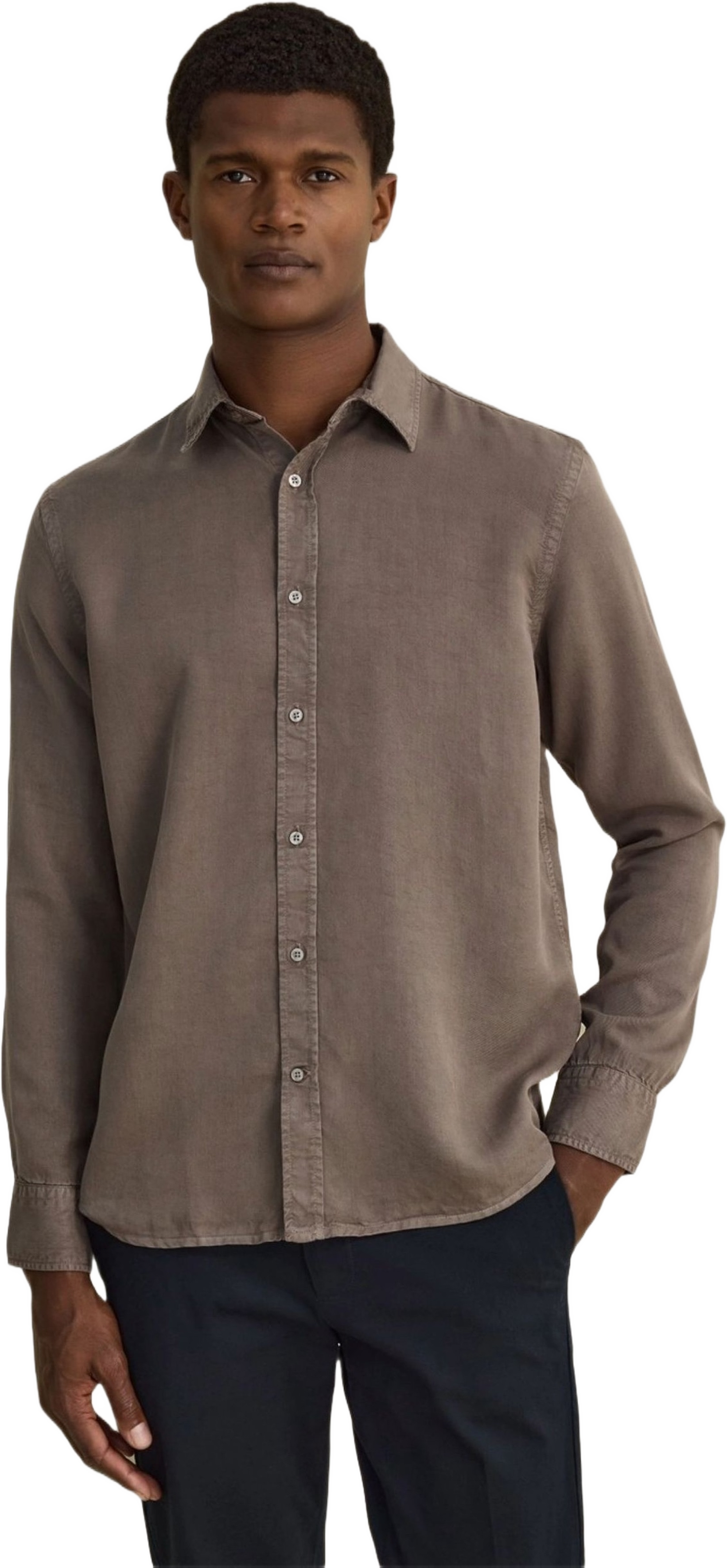 Casual Lyocell Shirt (scott), från John Henric, i färgen mid brown.