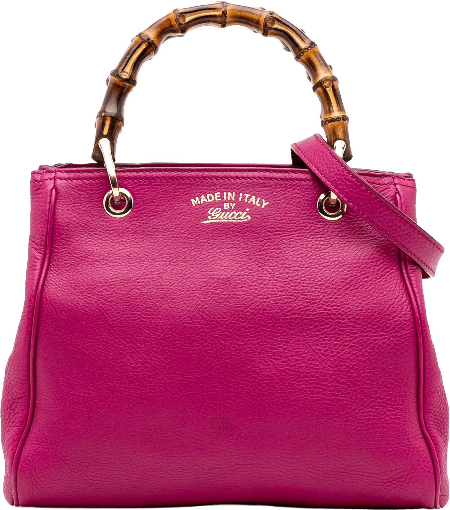 Gucci Small Calfskin Bamboo Shopper Satchel, från Luxclusif, i färgen hot pink.