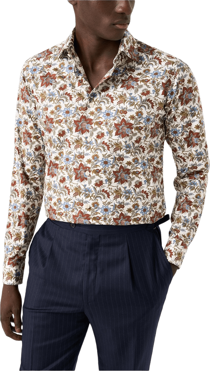 Signature Twill-skjorta Med Blommönster Slim Fit