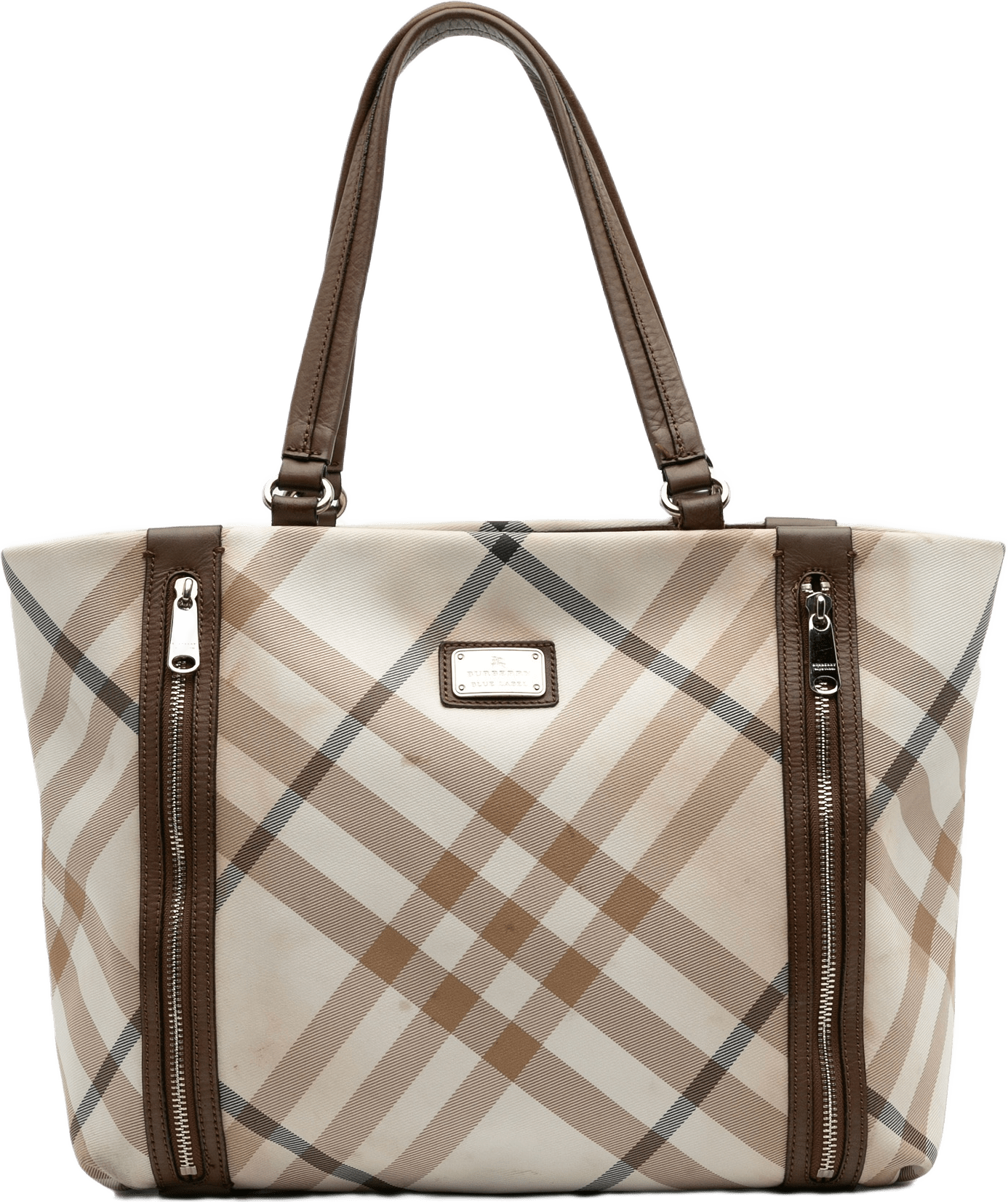 Burberry Supernova Check Canvas Tote, från Luxclusif, i färgen light beige.