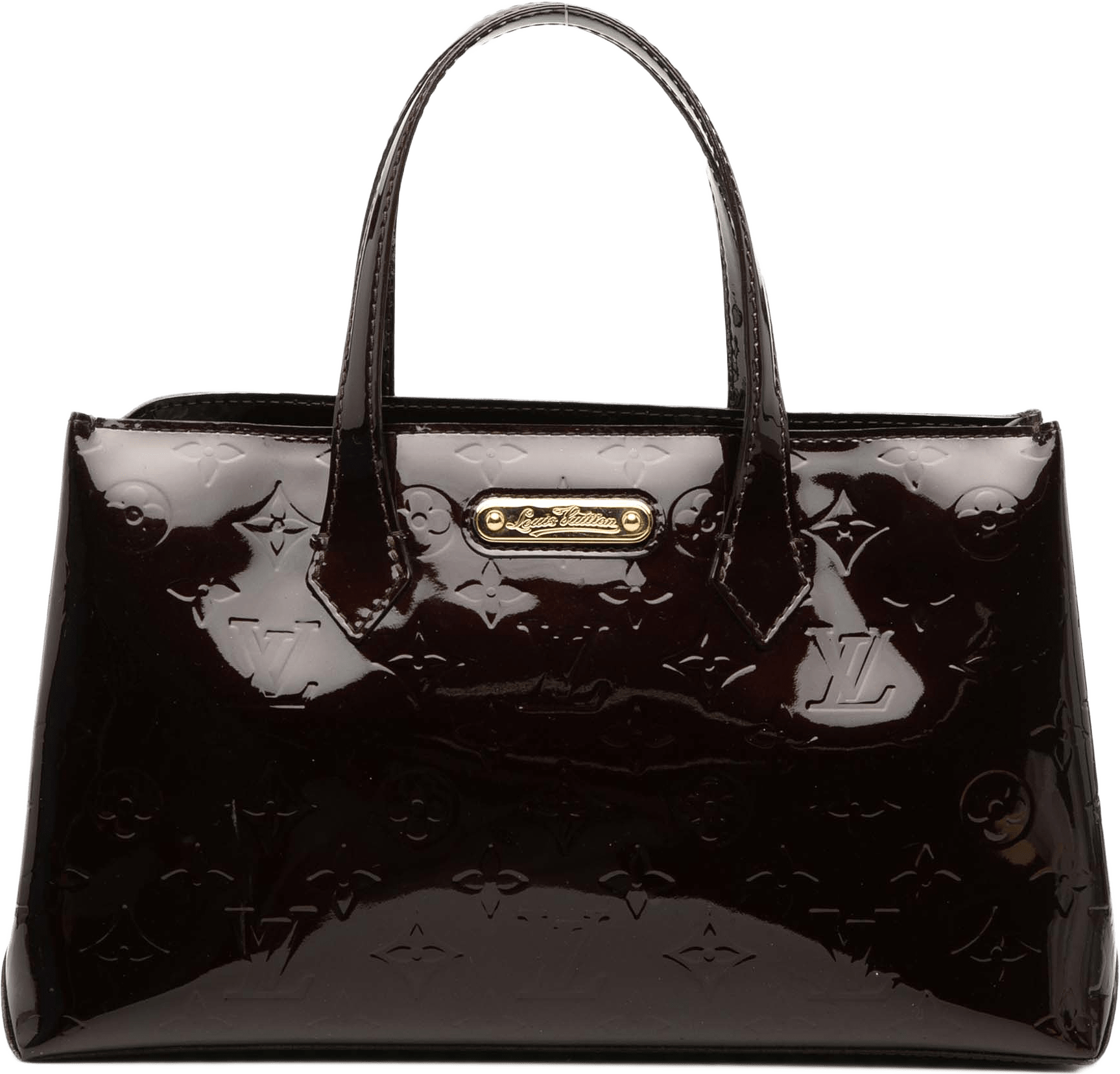Louis Vuitton Monogram Vernis Wilshire Pm, från Luxclusif, i färgen purpur.
