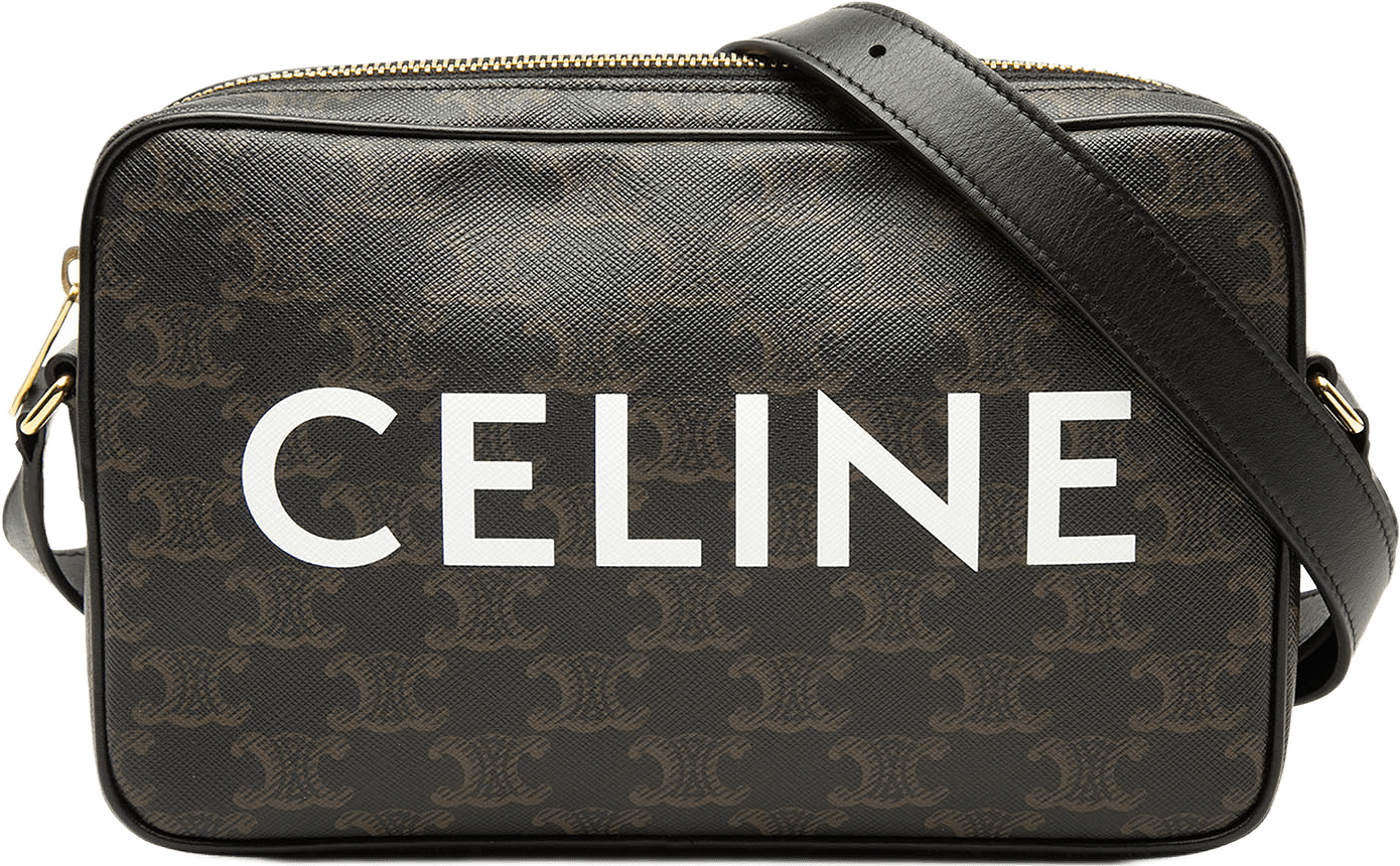 Celine Medium Triomphe Coated Canvas Logo Crossbody, från Luxclusif, i färgen svart.