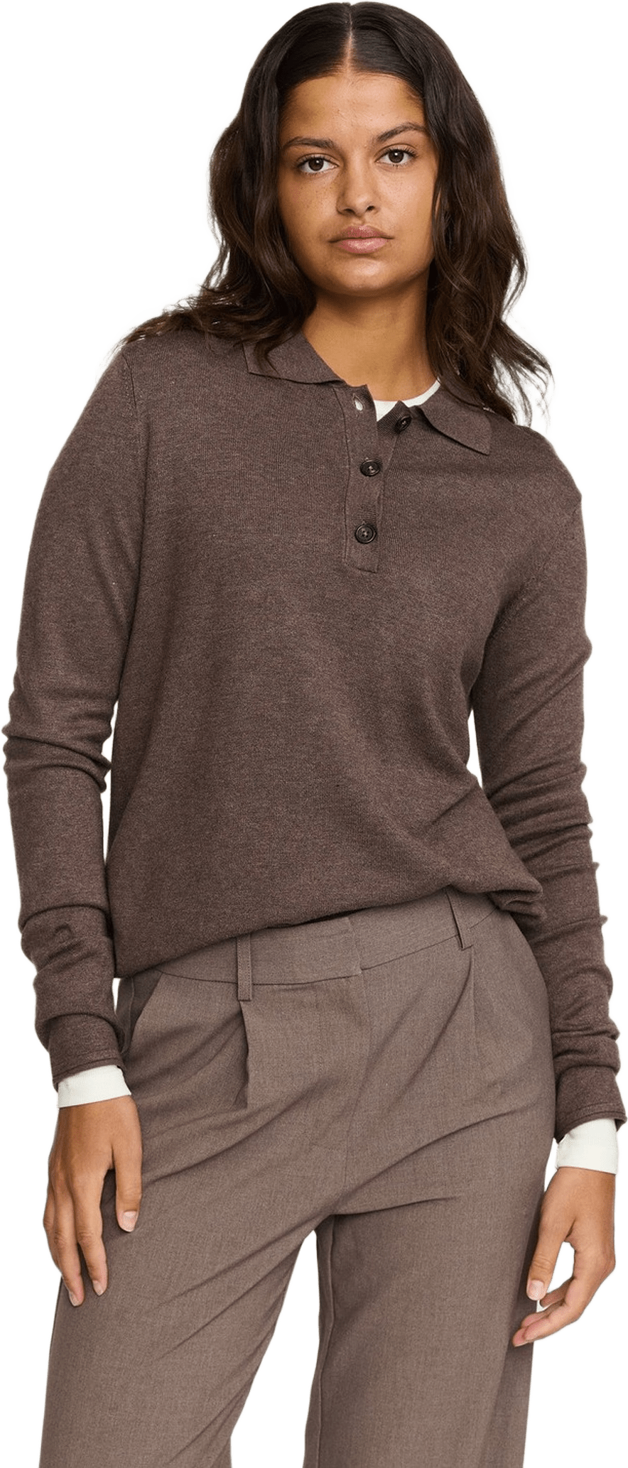 Srnori Knit - Coffee Quartz Melange, från Soft Rebels, i färgen coffee quartz melange.