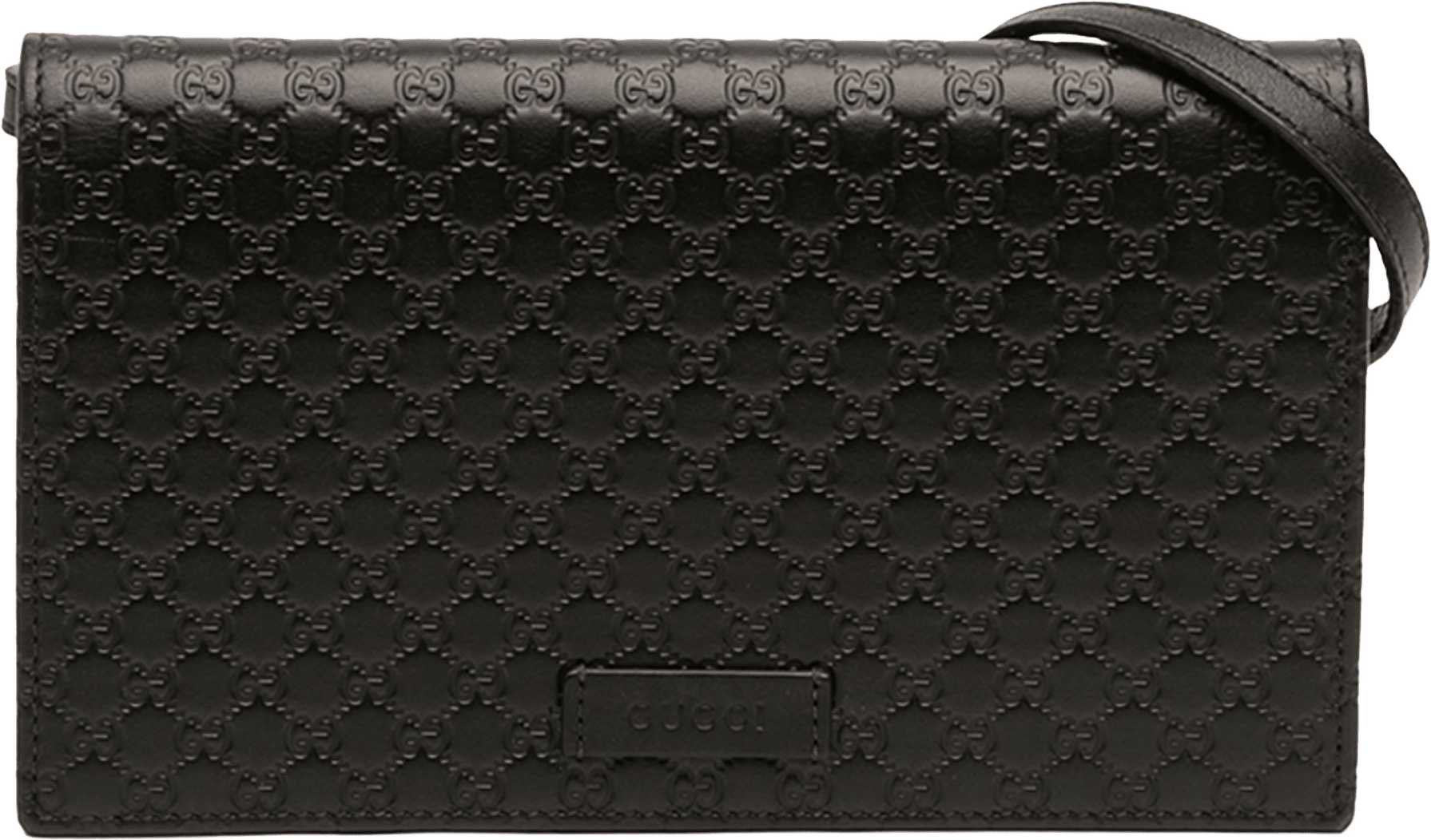 Gucci Microguccissima Wallet On Strap, från Luxclusif, i färgen black.