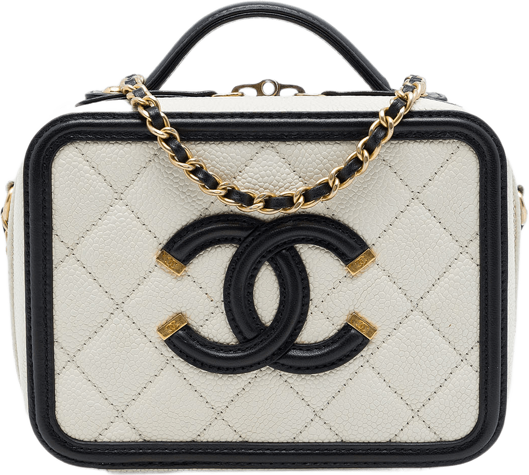 Chanel Small Caviar Cc Filigree Vanity Case, från Luxclusif, i färgen vit.