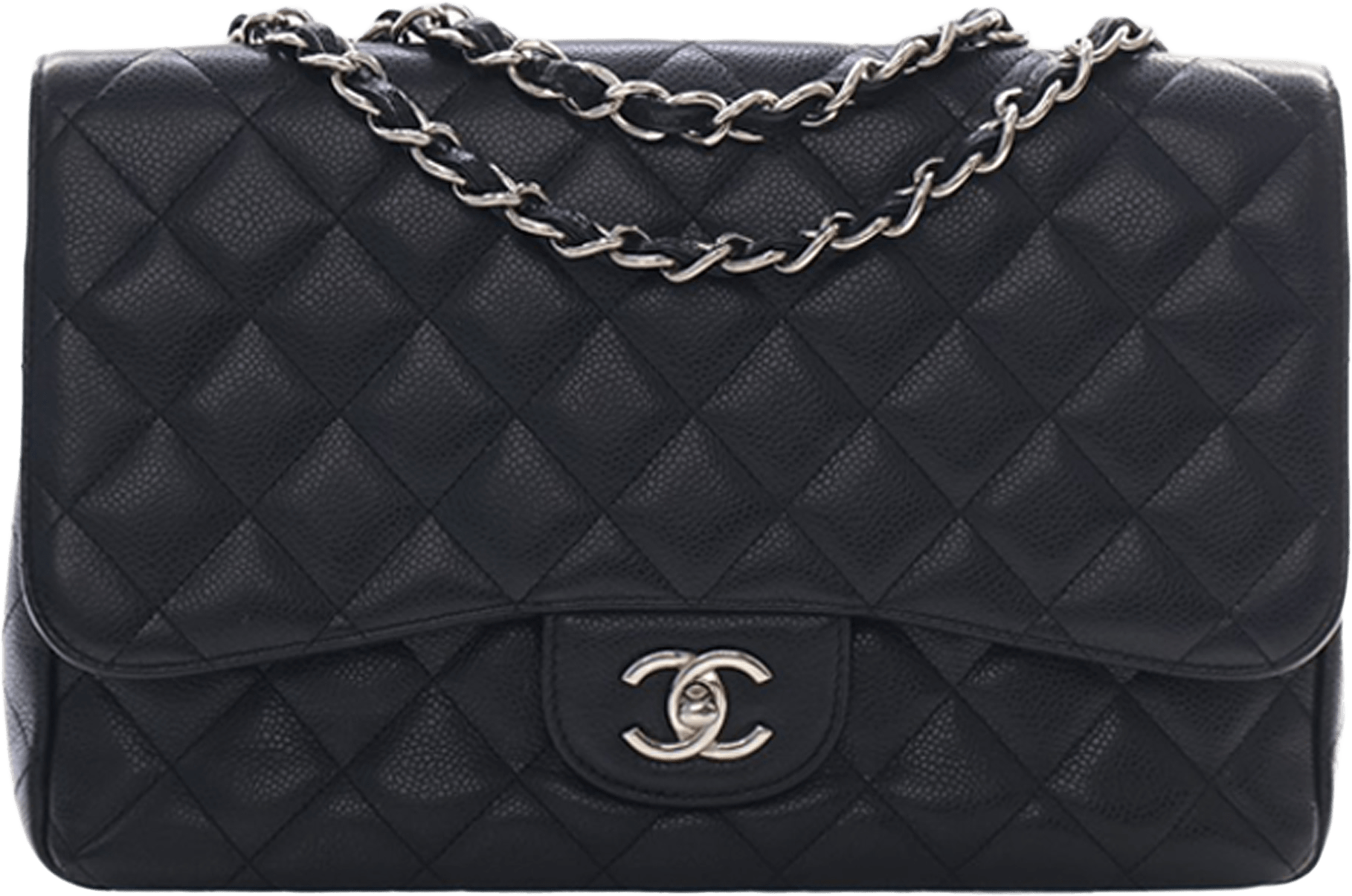 Chanel Jumbo Classic Caviar Single Flap, från Luxclusif, i färgen black.