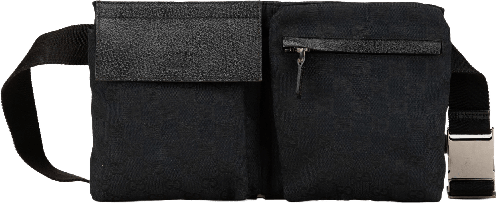 Gucci Gg Canvas Double Pocket Belt Bag, från Luxclusif, i färgen black.
