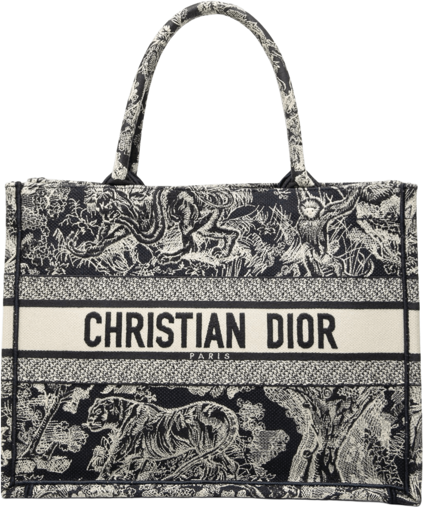 Dior Medium Canvas Embroidered Reverse Dioriviera Toile De Jouy Book Tote, från Luxclusif, i färgen navy.