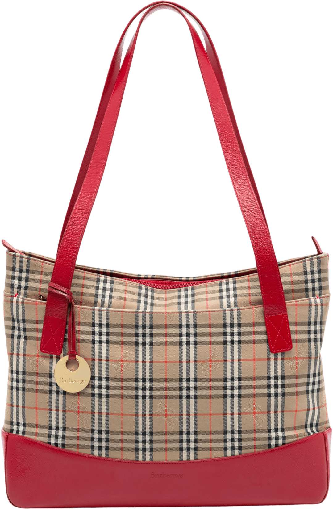 Burberry Haymarket Check Canvas Tote, från Luxclusif, i färgen beige.