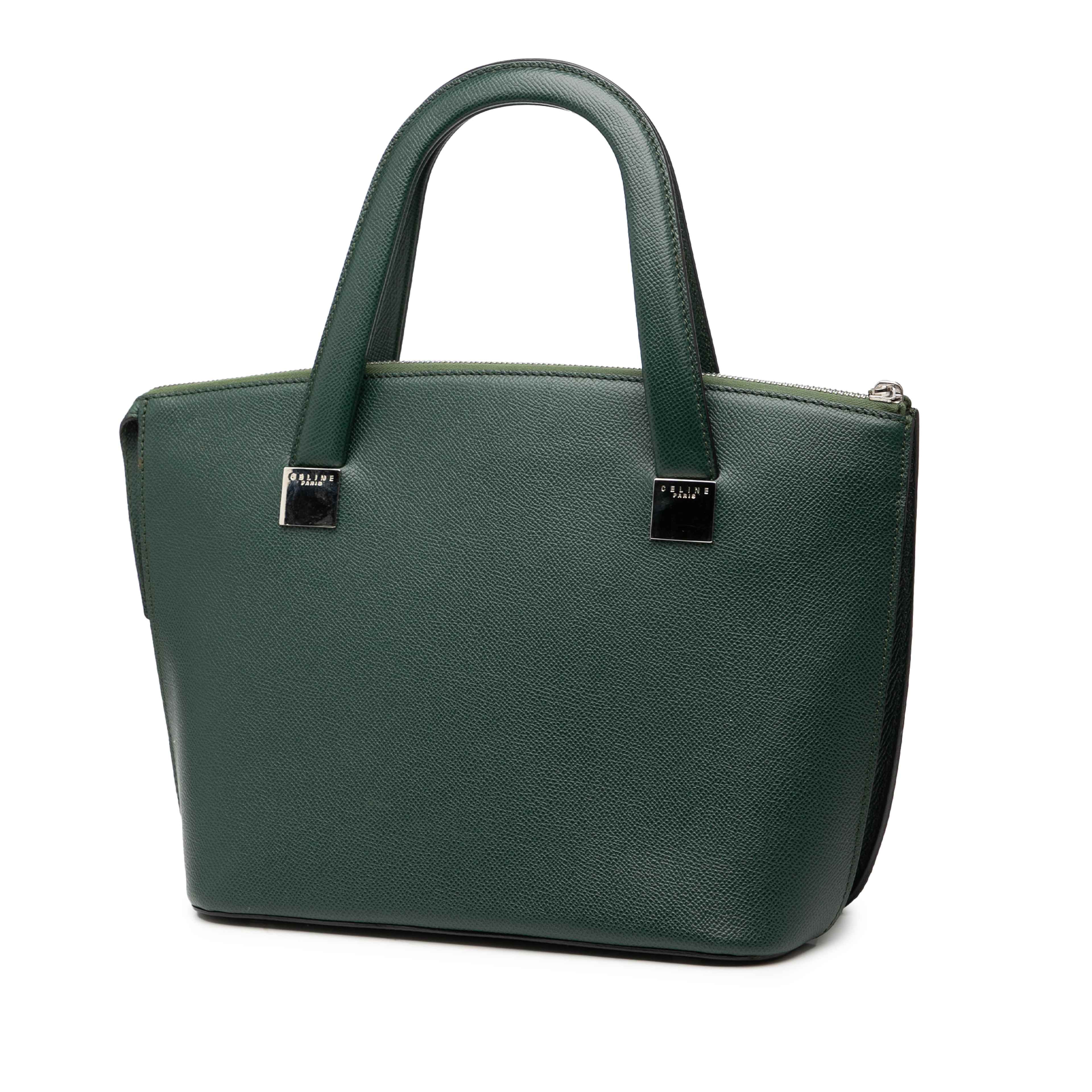 Celine Grained Calfskin Satchel, från Luxclusif, i färgen dark green. Klicka för att öppna bilden i stort format
