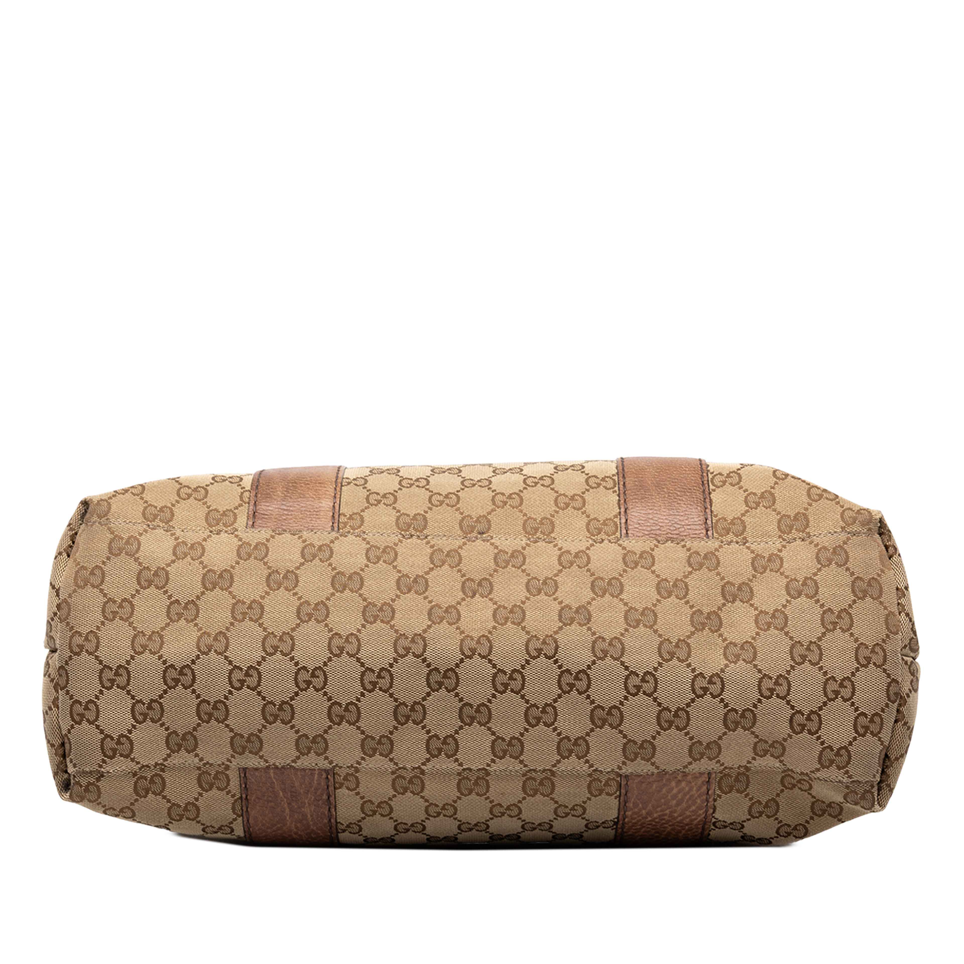 Gucci Medium Gg Canvas Bamboo Libeccio Tote, från Luxclusif, i färgen beige. Klicka för att öppna bilden i stort format