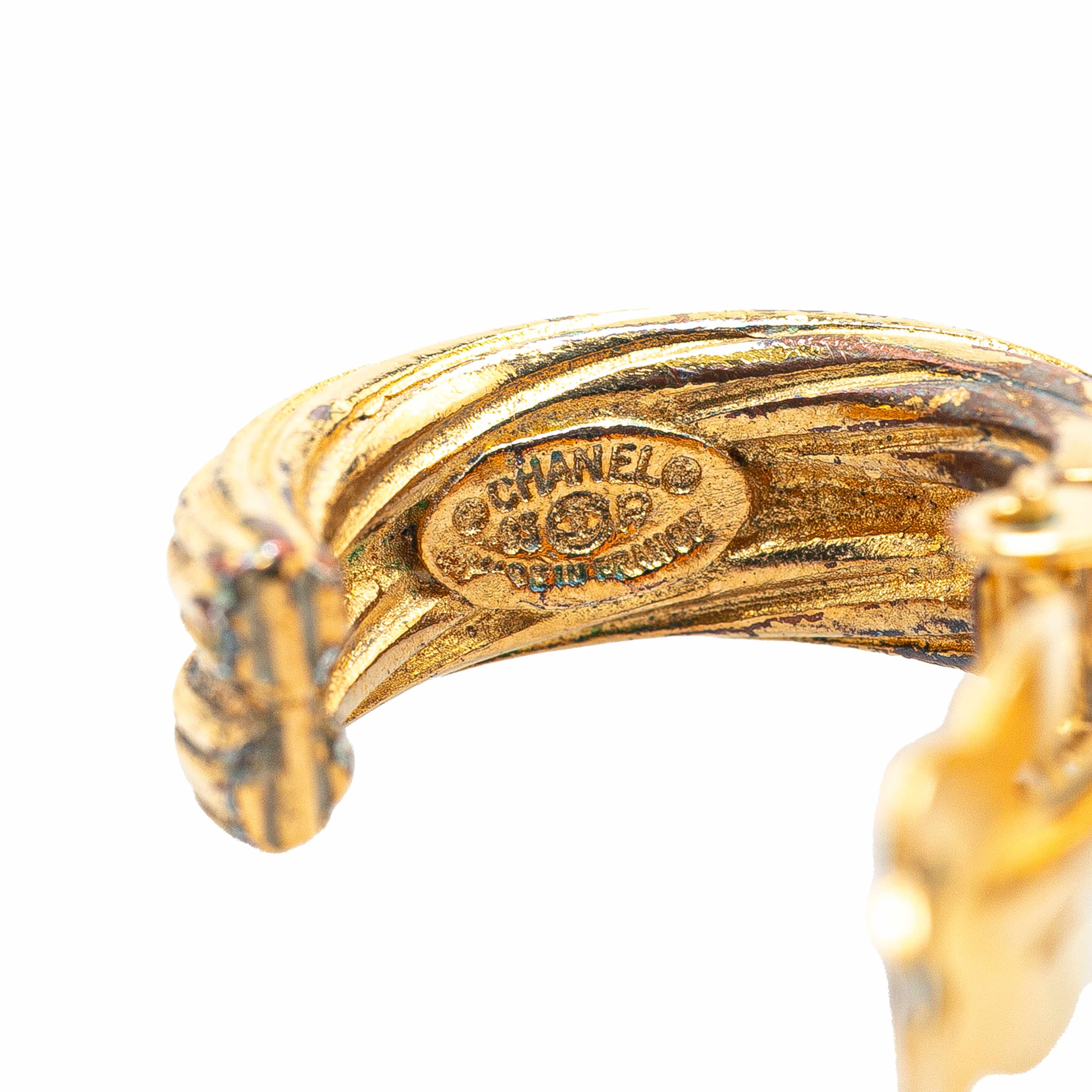 Chanel Gold Plated Cc Drop Clip-on Earrings