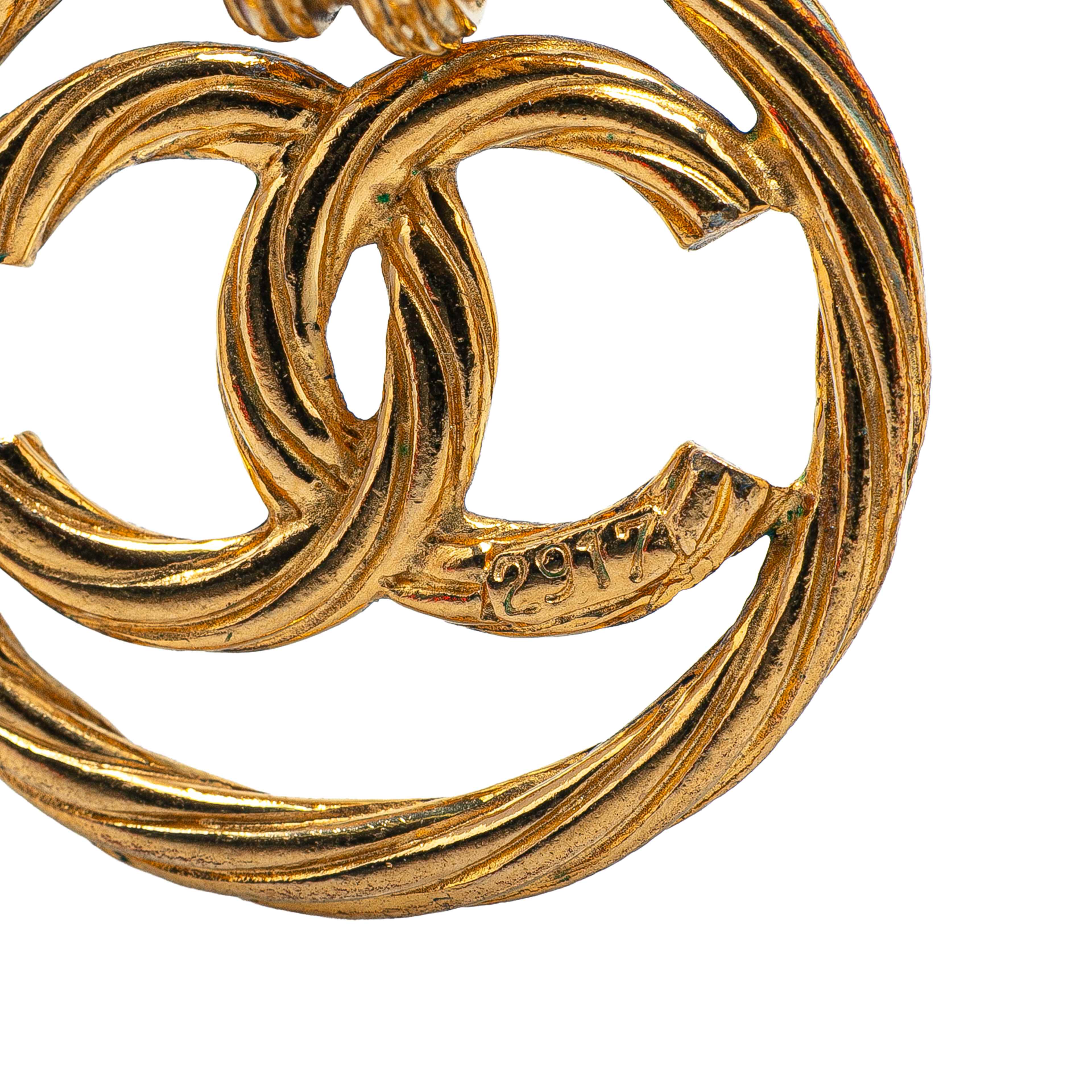 Chanel Gold Plated Cc Drop Clip-on Earrings