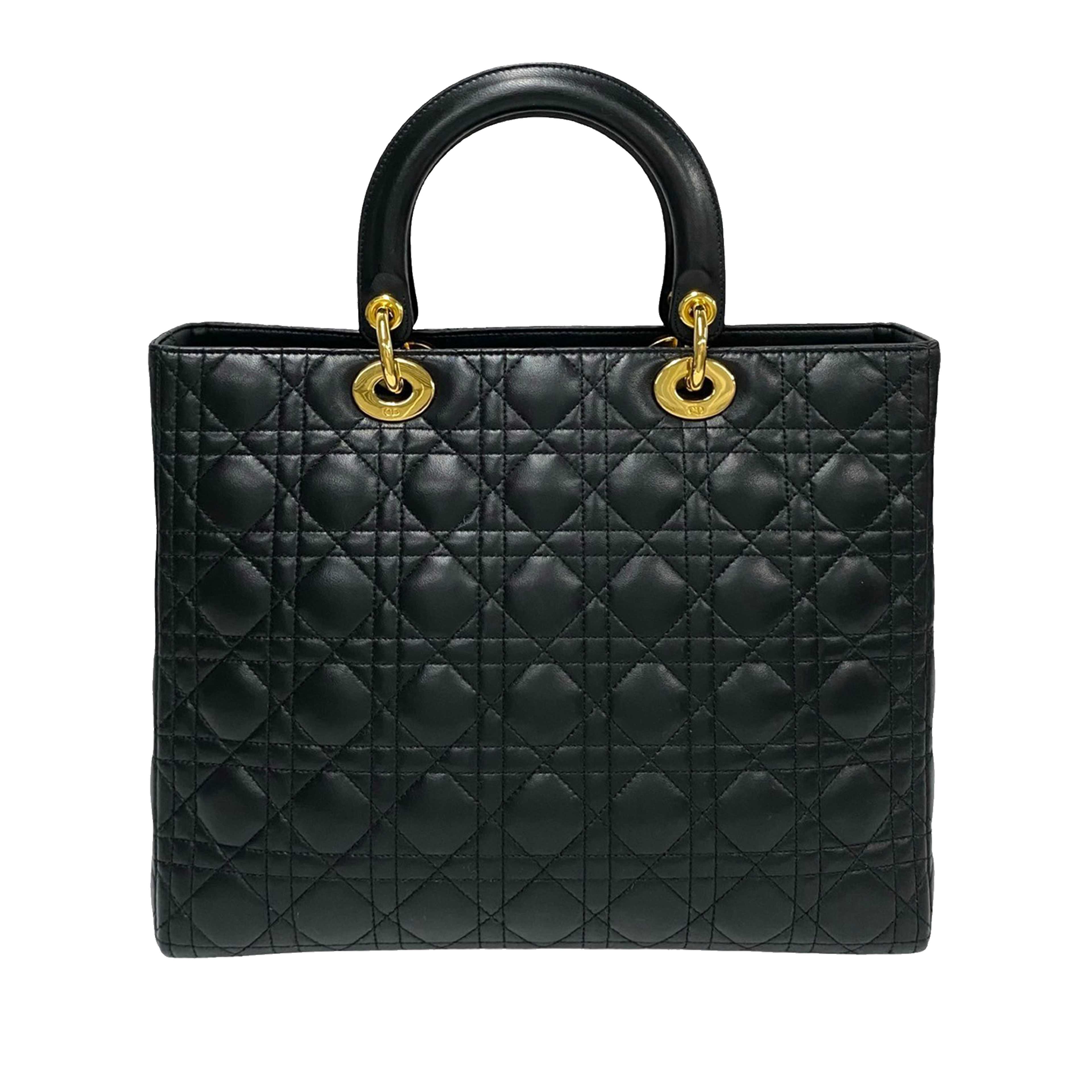 Dior Large Lambskin Cannage Lady Dior, från Luxclusif, i färgen svart. Klicka för att öppna bilden i stort format