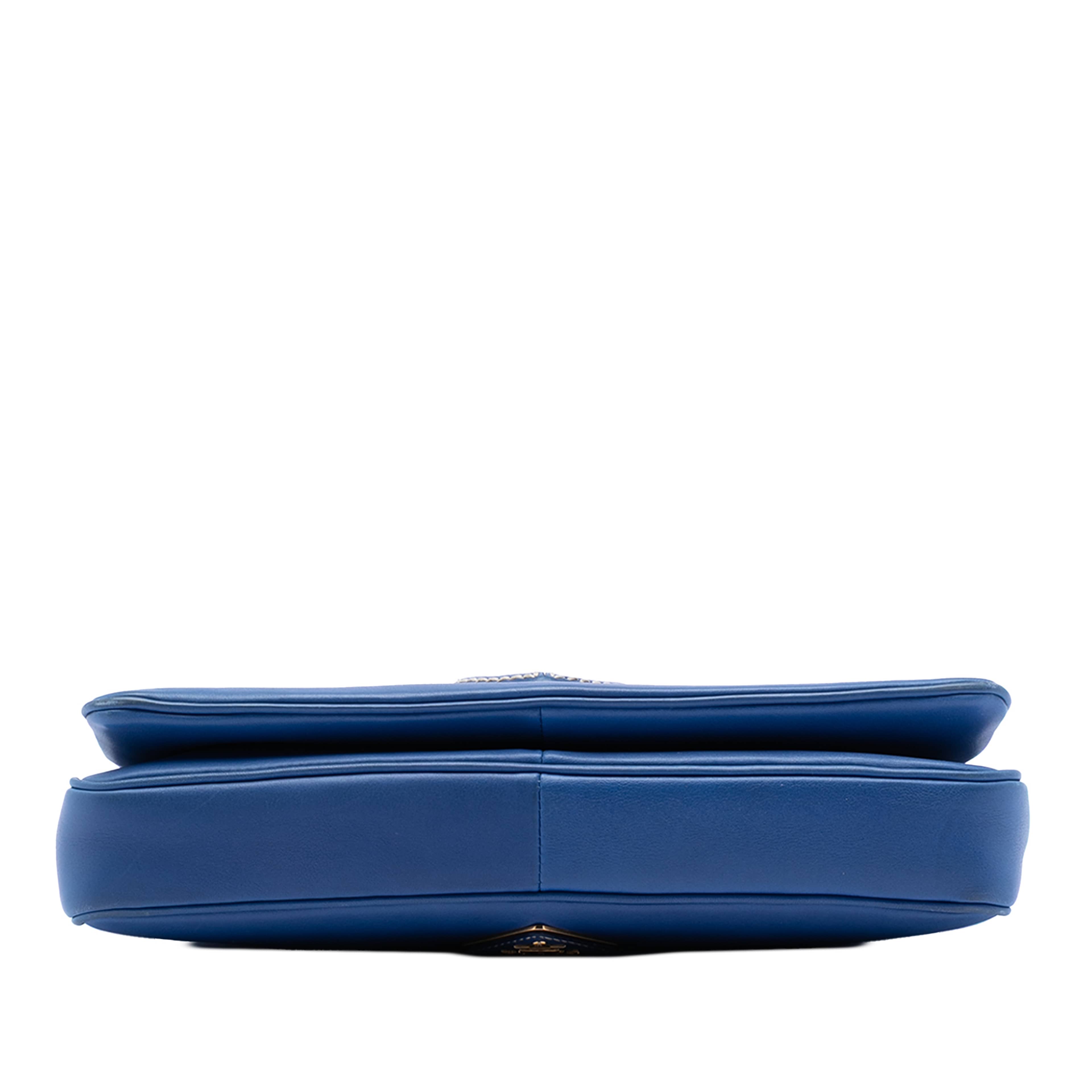 Prada City Calf Push Lock Flap Crossbody, från Luxclusif, i färgen blue. Klicka för att öppna bilden i stort format