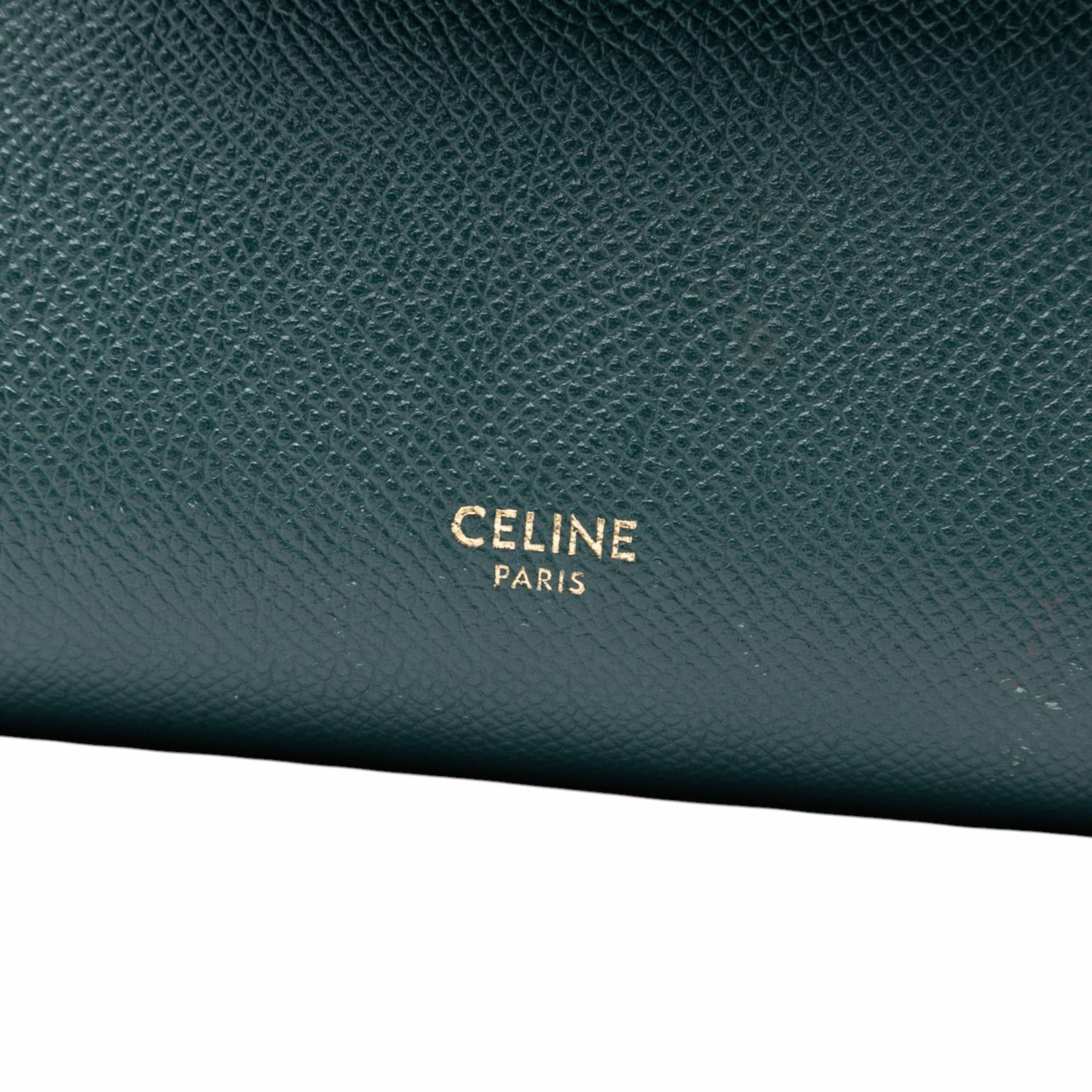 Celine Nano Grained Calfskin Belt Bag, från Luxclusif, i färgen dark green. Klicka för att öppna bilden i stort format