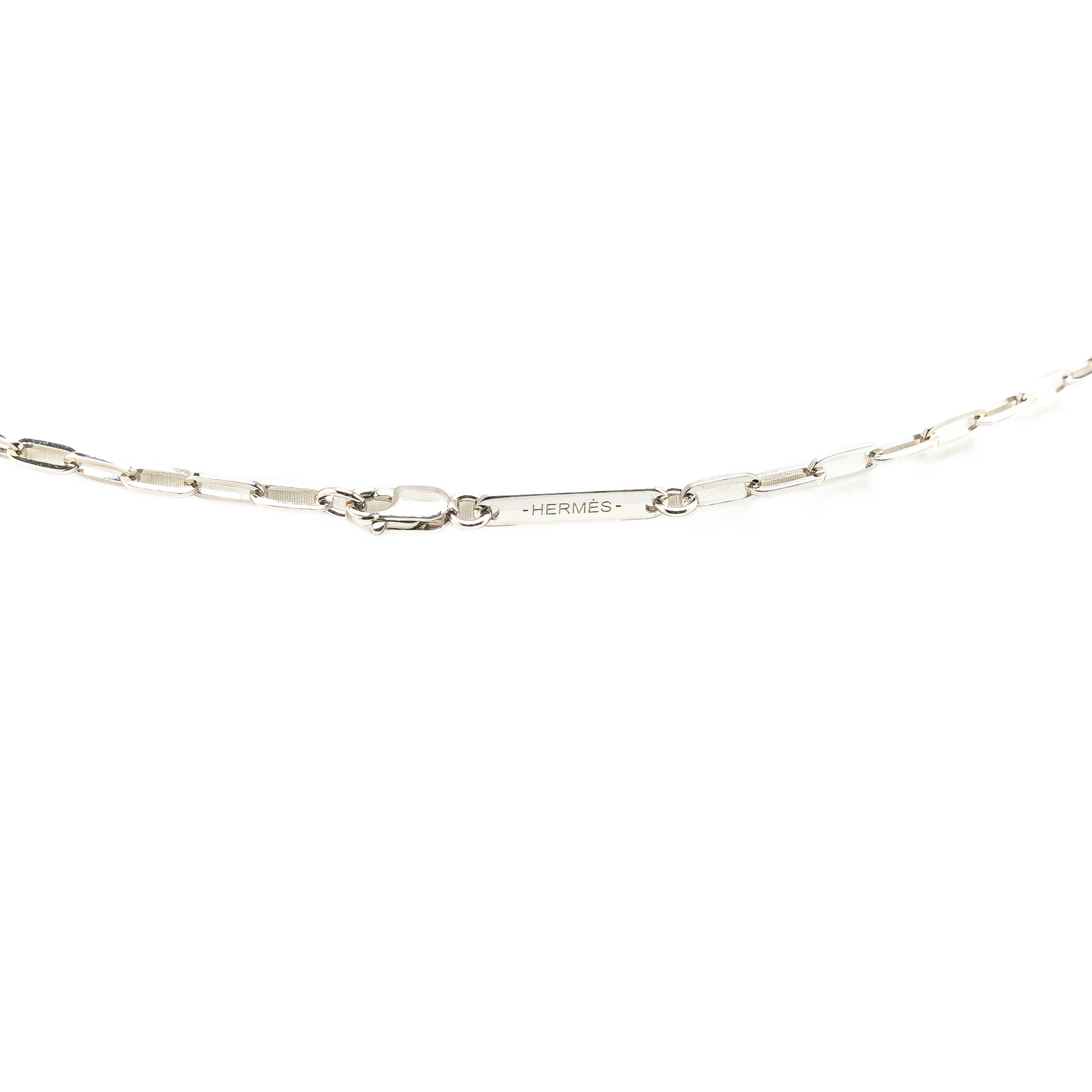 Hermès Palladium Plated Talismans Dragon H Pendant Necklace