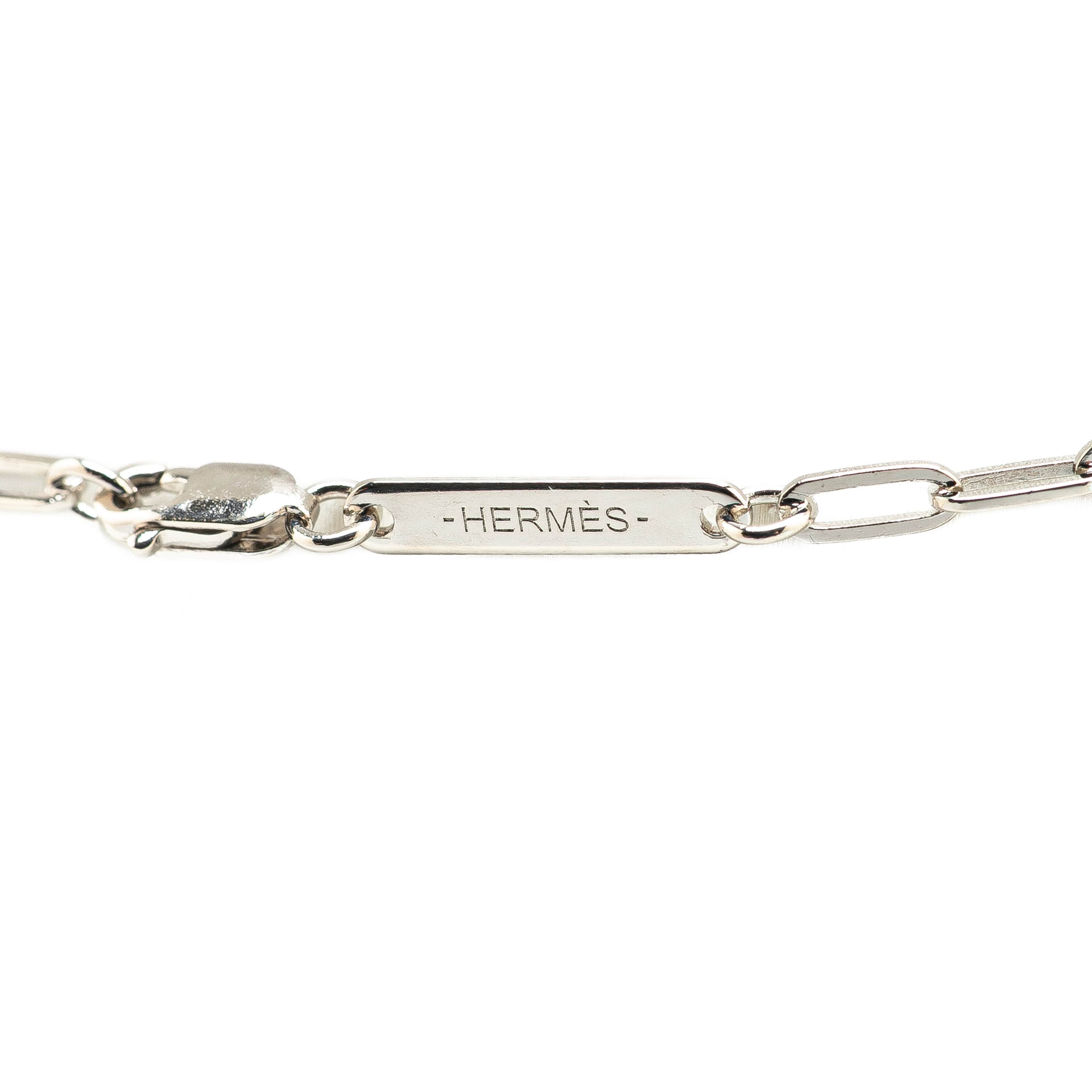 Hermès Palladium Plated Talismans Dragon H Pendant Necklace