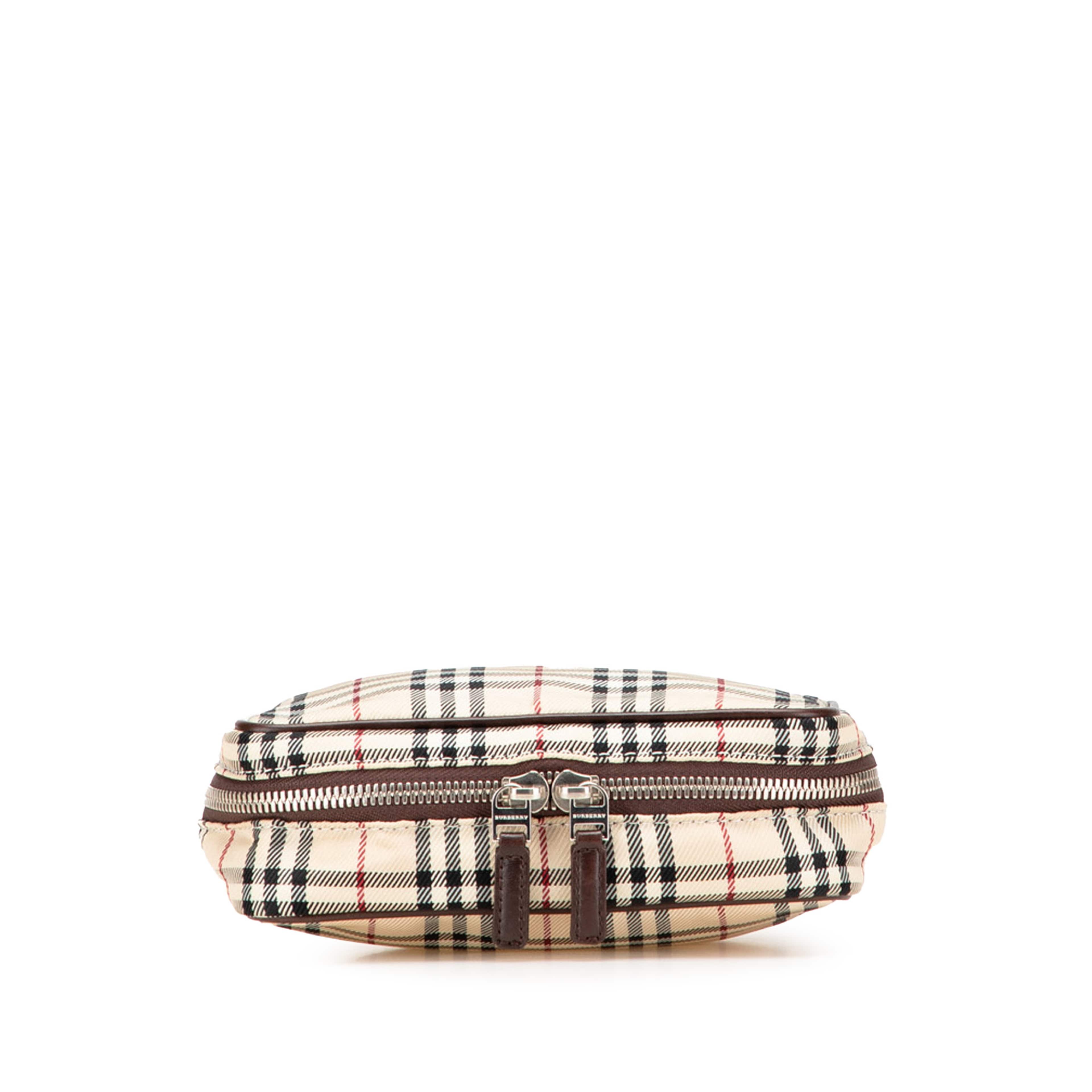 Burberry House Check Canvas Vanity Bag, från Luxclusif, i färgen beige. Klicka för att öppna bilden i stort format