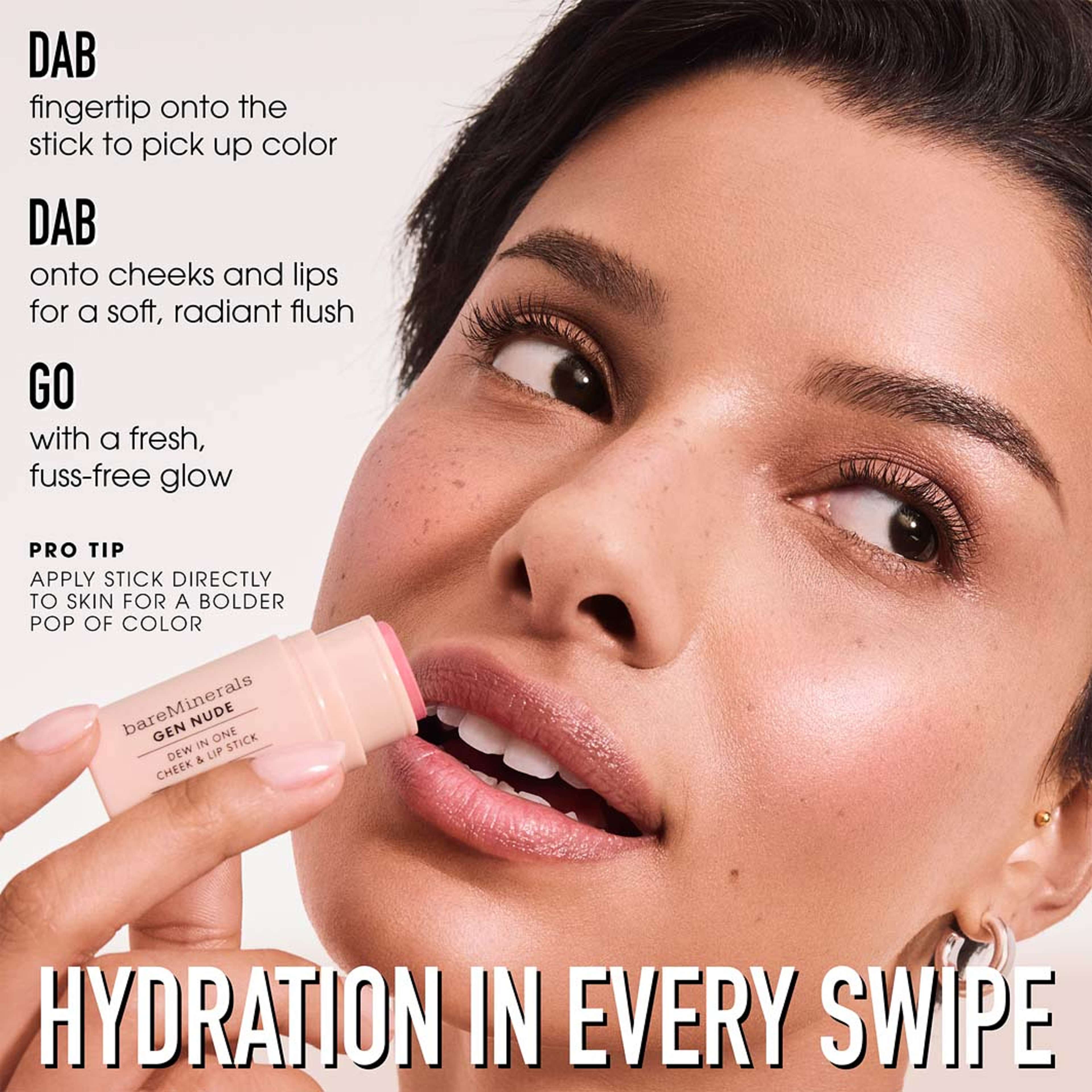 Gen Nude Dew in One Cheek & Lip Stick, från bareMinerals, i färgen Brick It On. Klicka för att öppna bilden i stort format