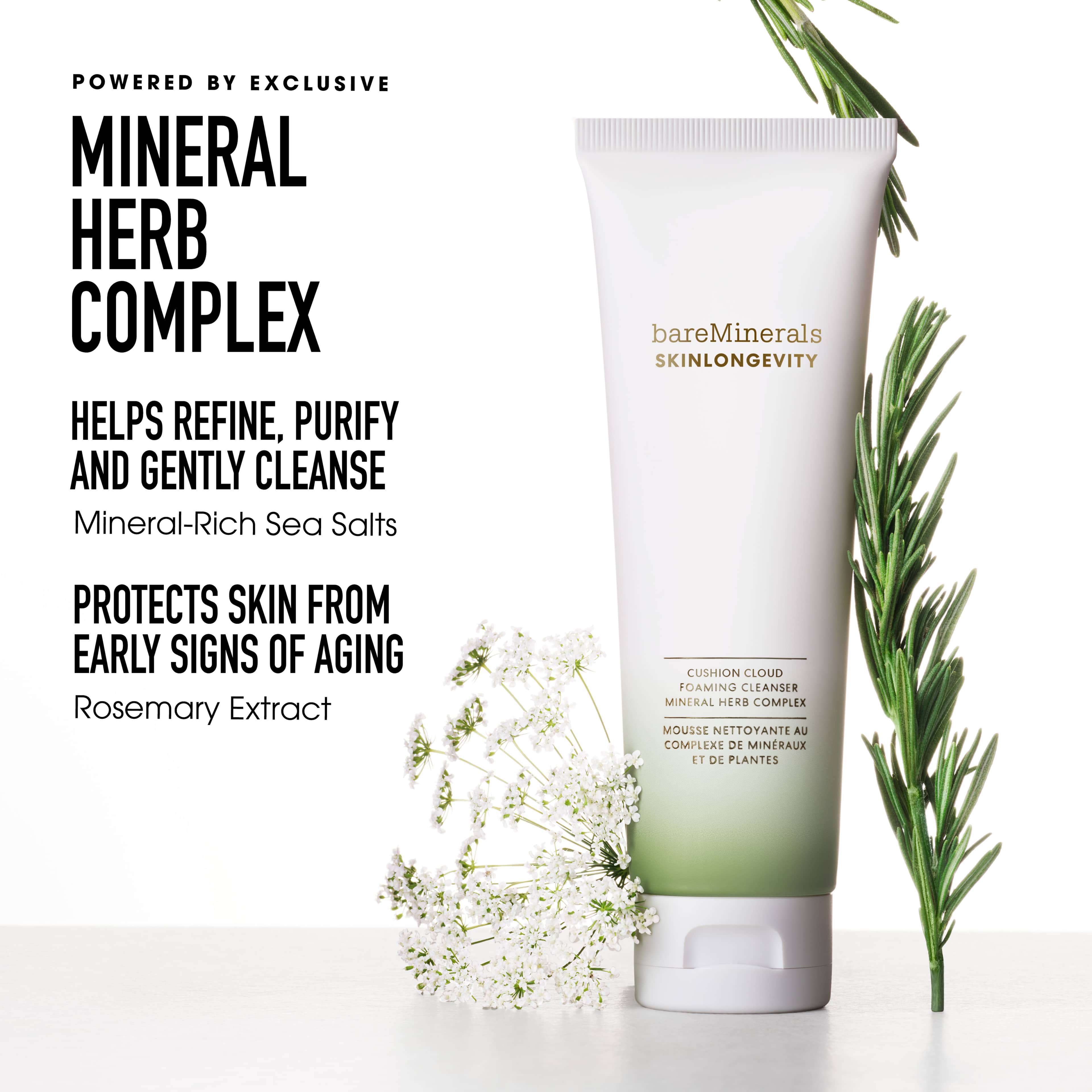 Skinlongevity Cushion cloud foaming cleanser, från bareMinerals. Klicka för att öppna bilden i stort format