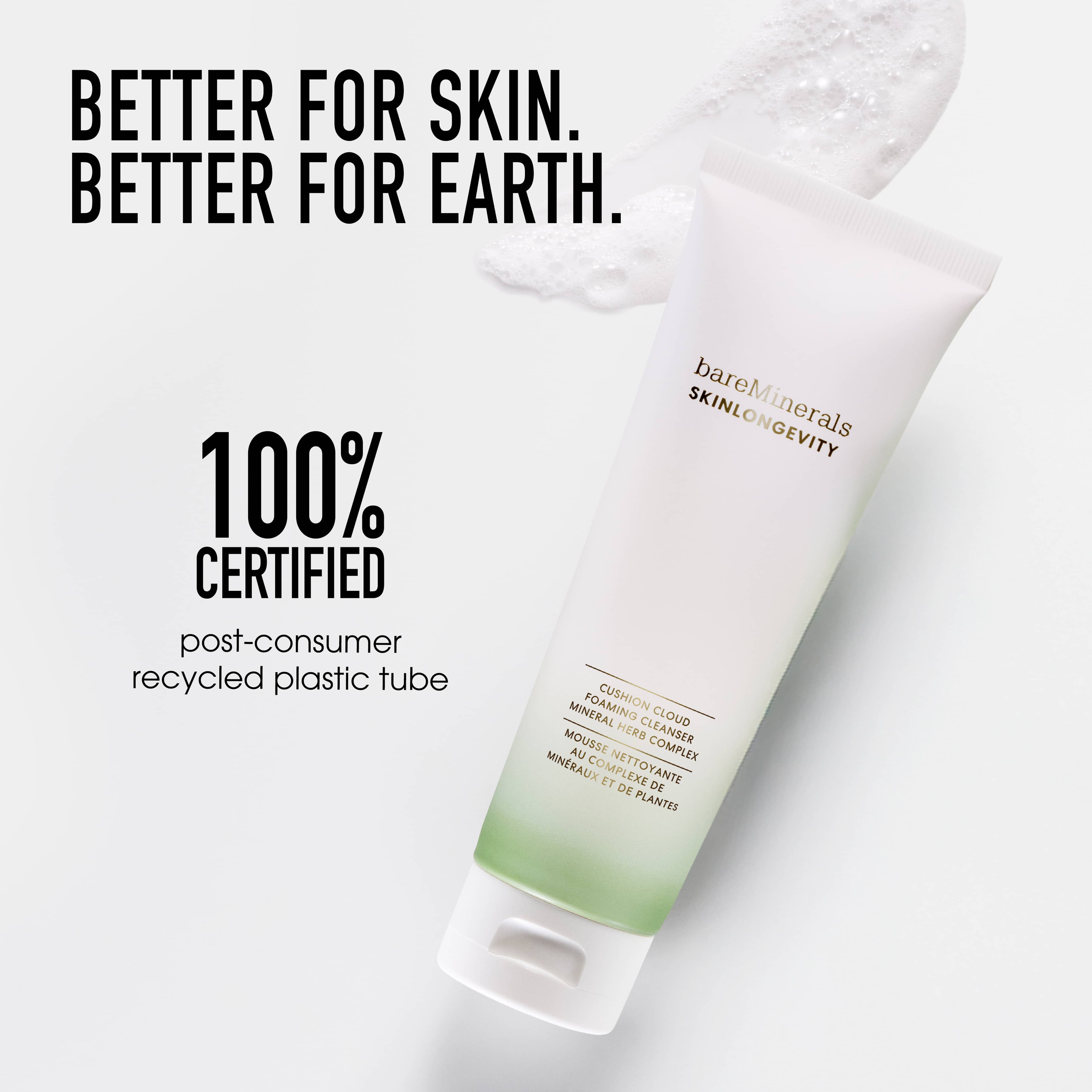 Skinlongevity Cushion cloud foaming cleanser, från bareMinerals. Klicka för att öppna bilden i stort format