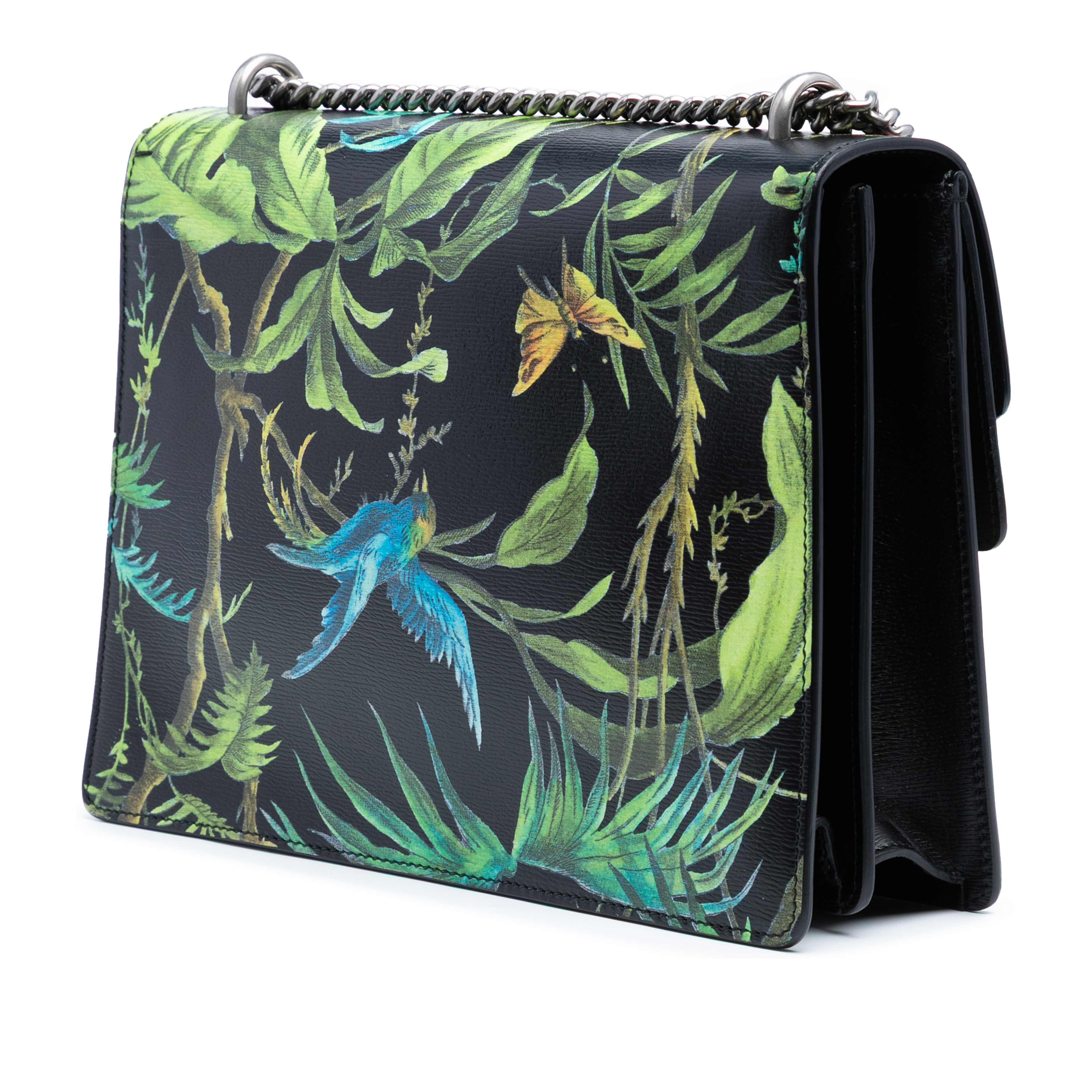 Gucci Medium Leather Tropical Print Dionysus Shoulder Bag, från Luxclusif, i färgen black. Klicka för att öppna bilden i stort format