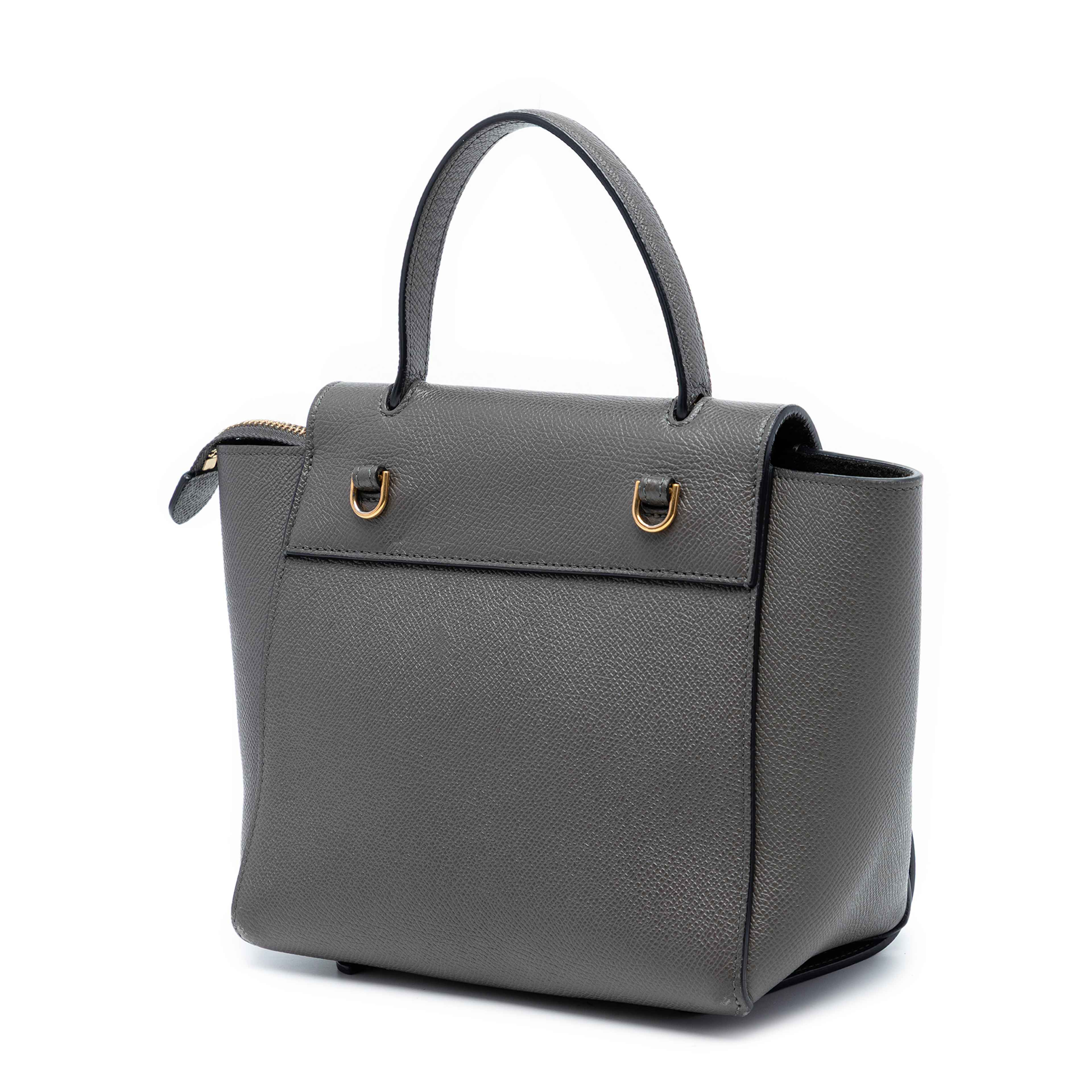 Celine Nano Grained Calfskin Belt Bag, från Luxclusif, i färgen grå. Klicka för att öppna bilden i stort format