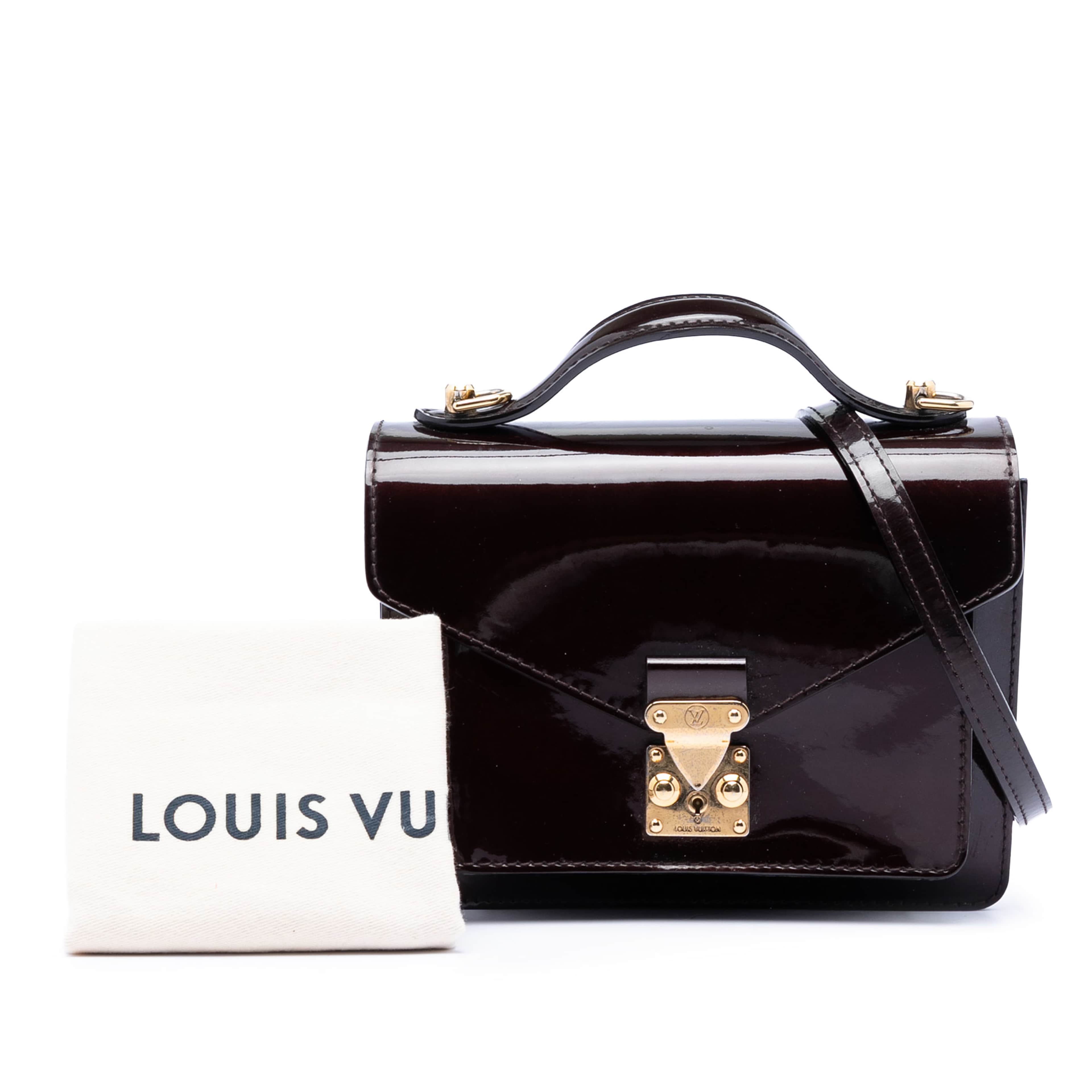 Louis Vuitton Vernis Monceau Bb, från Luxclusif, i färgen purpur. Klicka för att öppna bilden i stort format