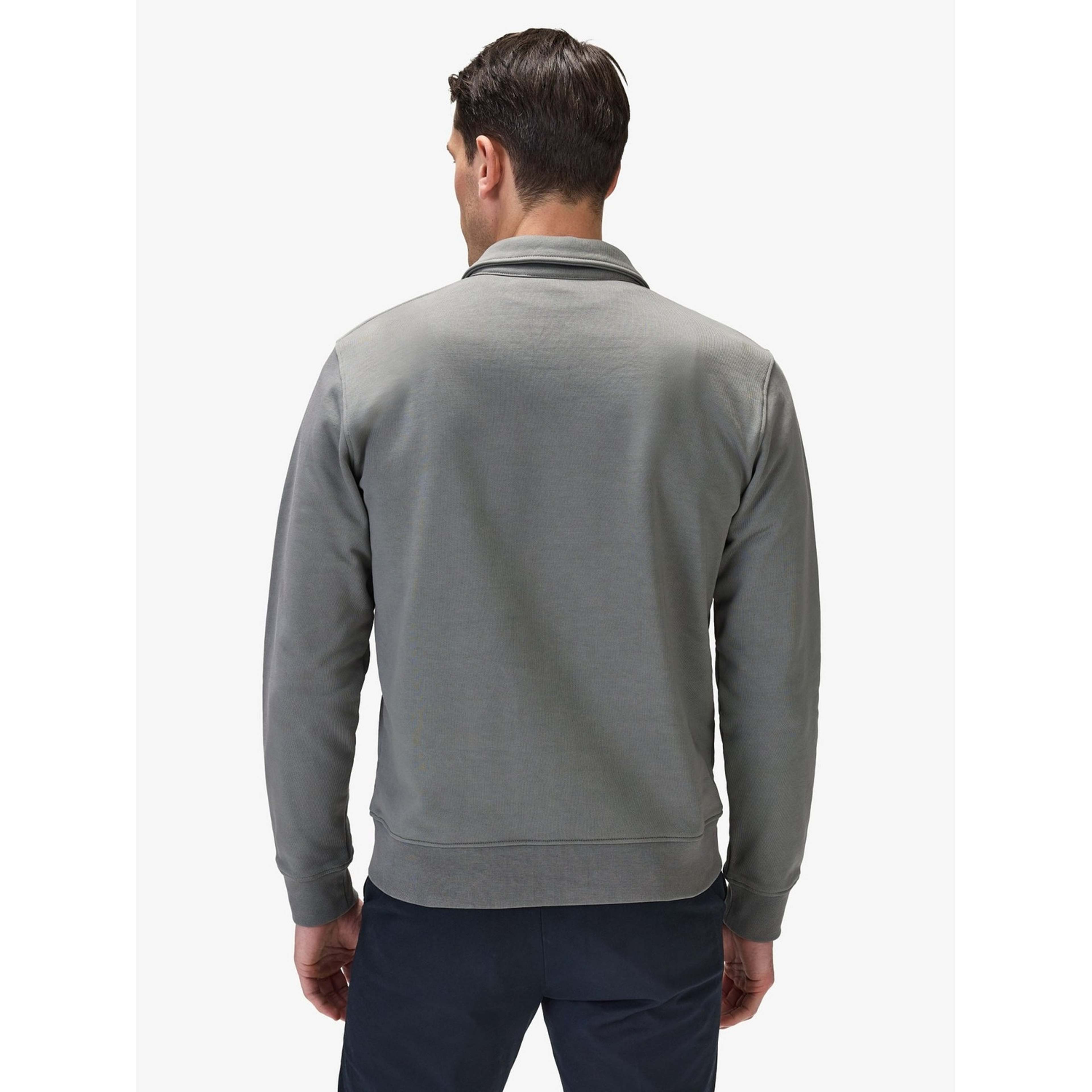 Cotton L/s Jersey Polo Collar Sweater W/ Zip