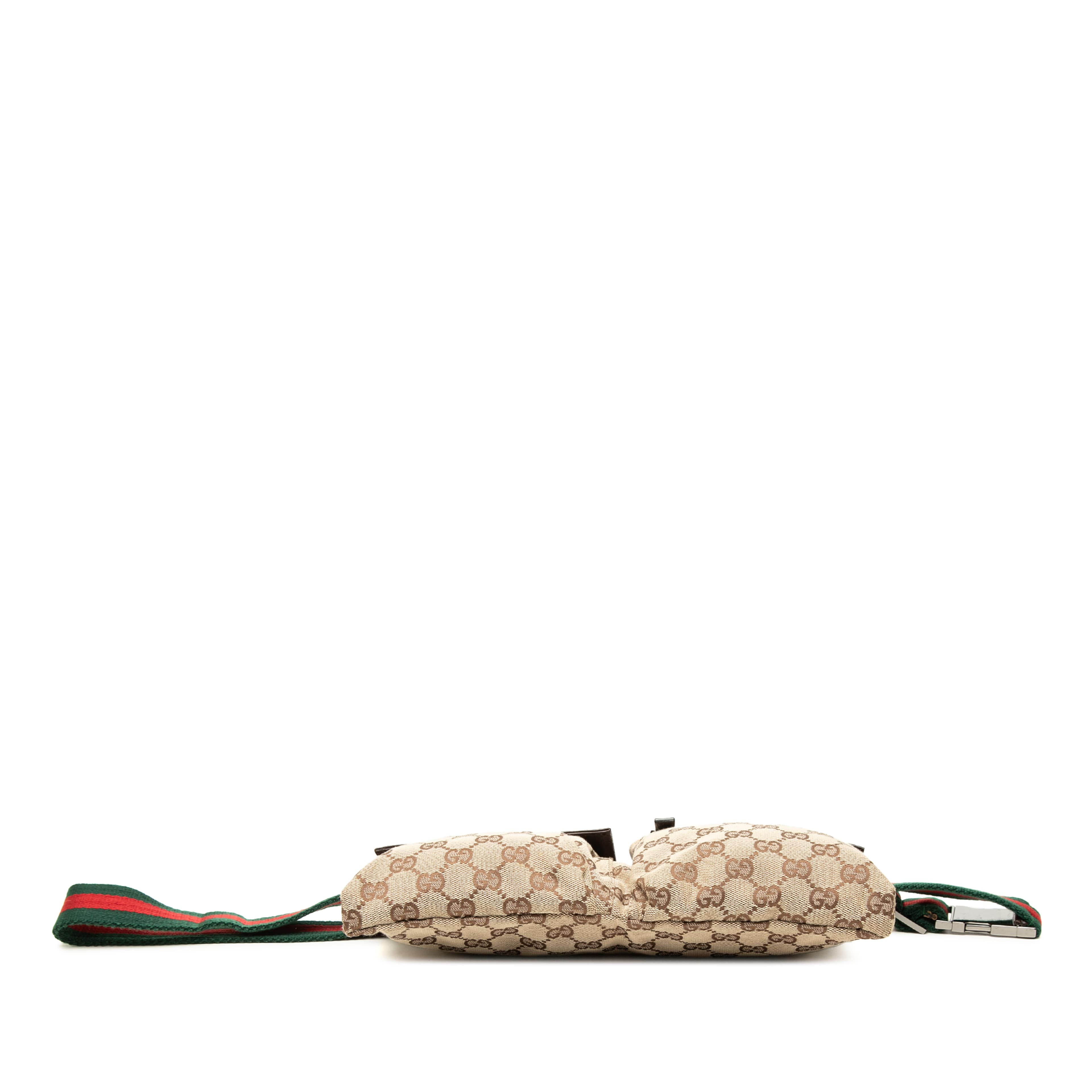 Gucci Gg Canvas Web Double Pocket Belt Bag, från Luxclusif, i färgen beige. Klicka för att öppna bilden i stort format