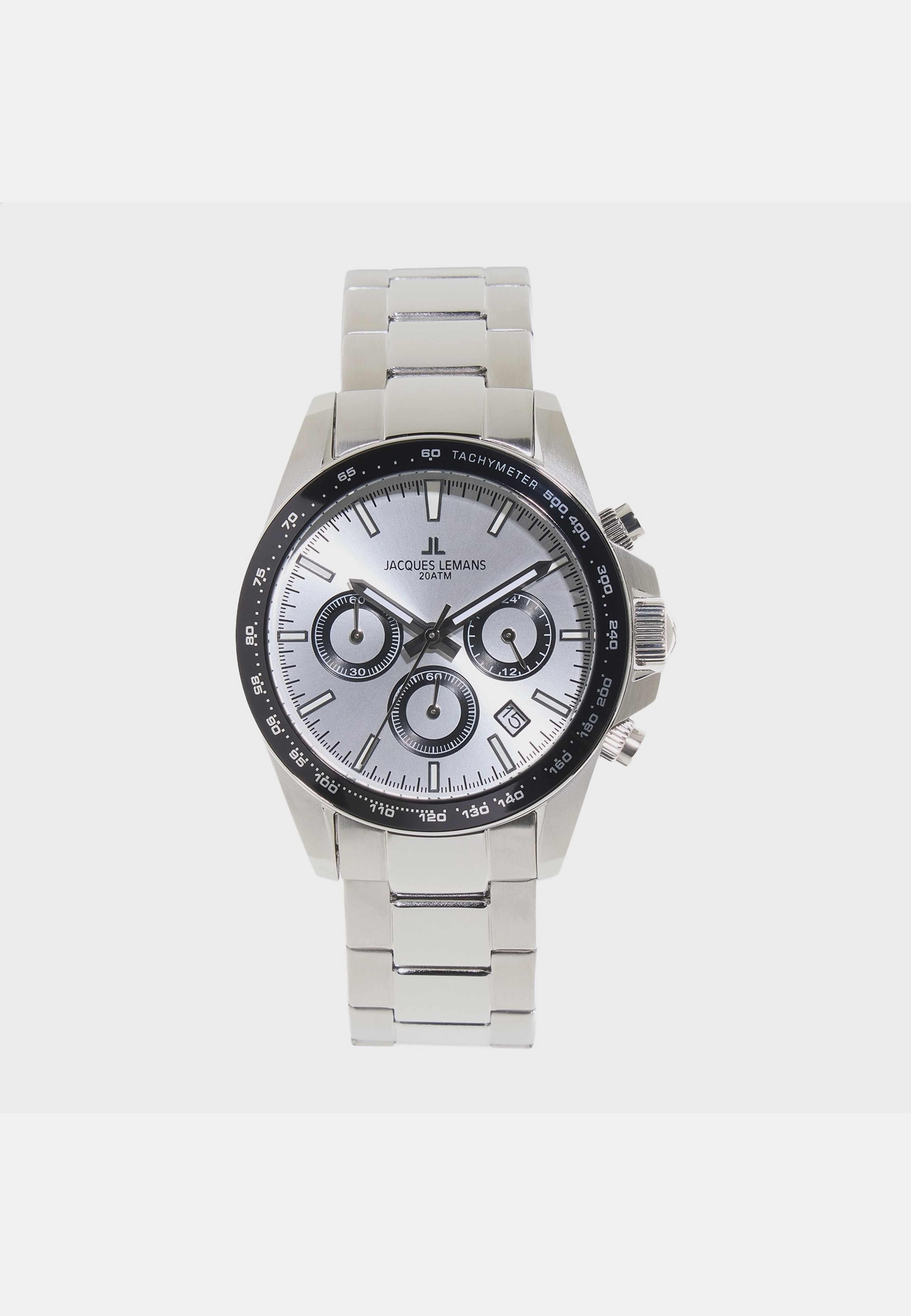 Jacques Lemans Liverpool - Klockset Herr, Stl/vit, 41 Mm, från Jacques Lemans, i färgen silver. Klicka för att öppna bilden i stort format