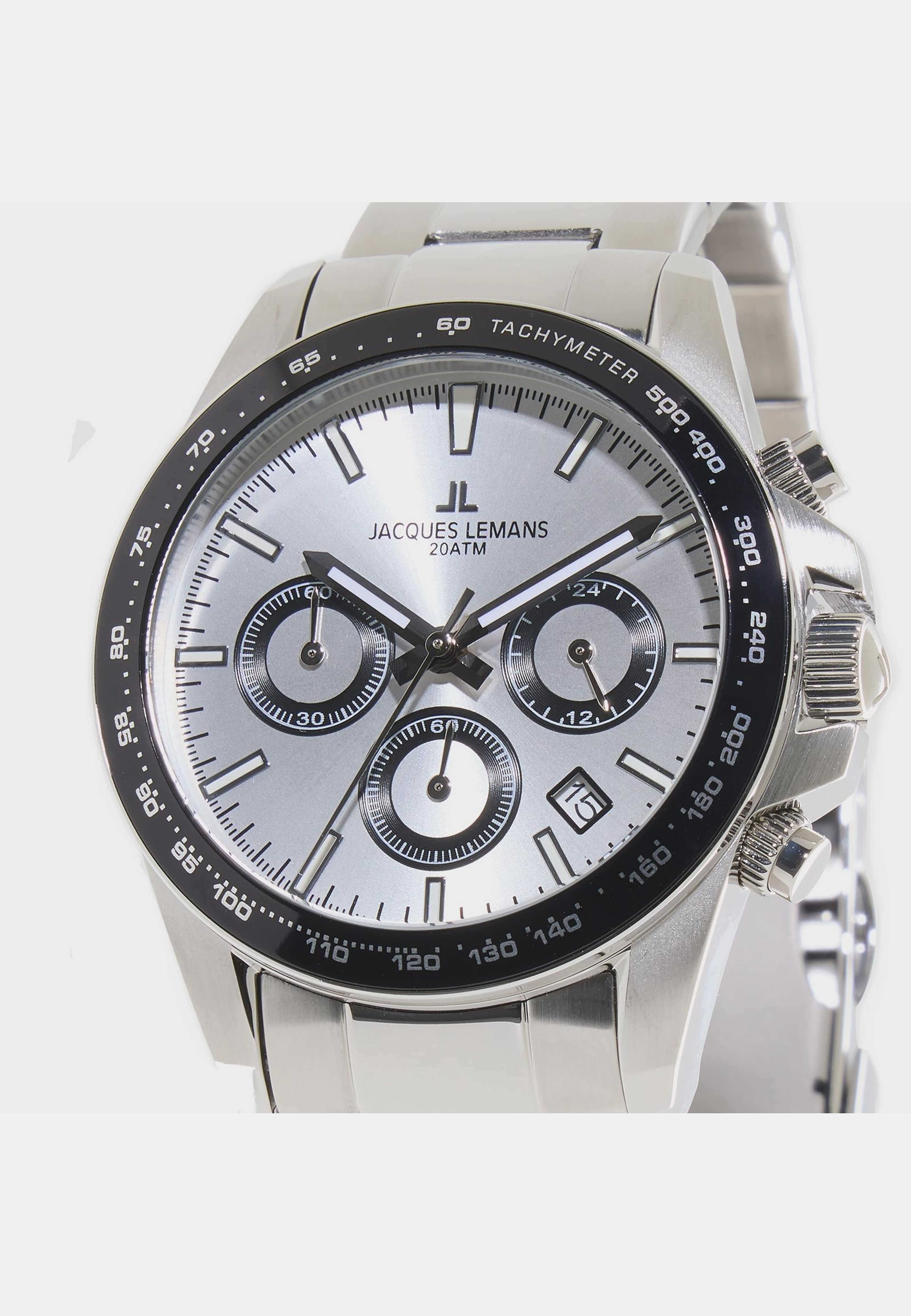 Jacques Lemans Liverpool - Klockset Herr, Stl/vit, 41 Mm, från Jacques Lemans, i färgen silver. Klicka för att öppna bilden i stort format