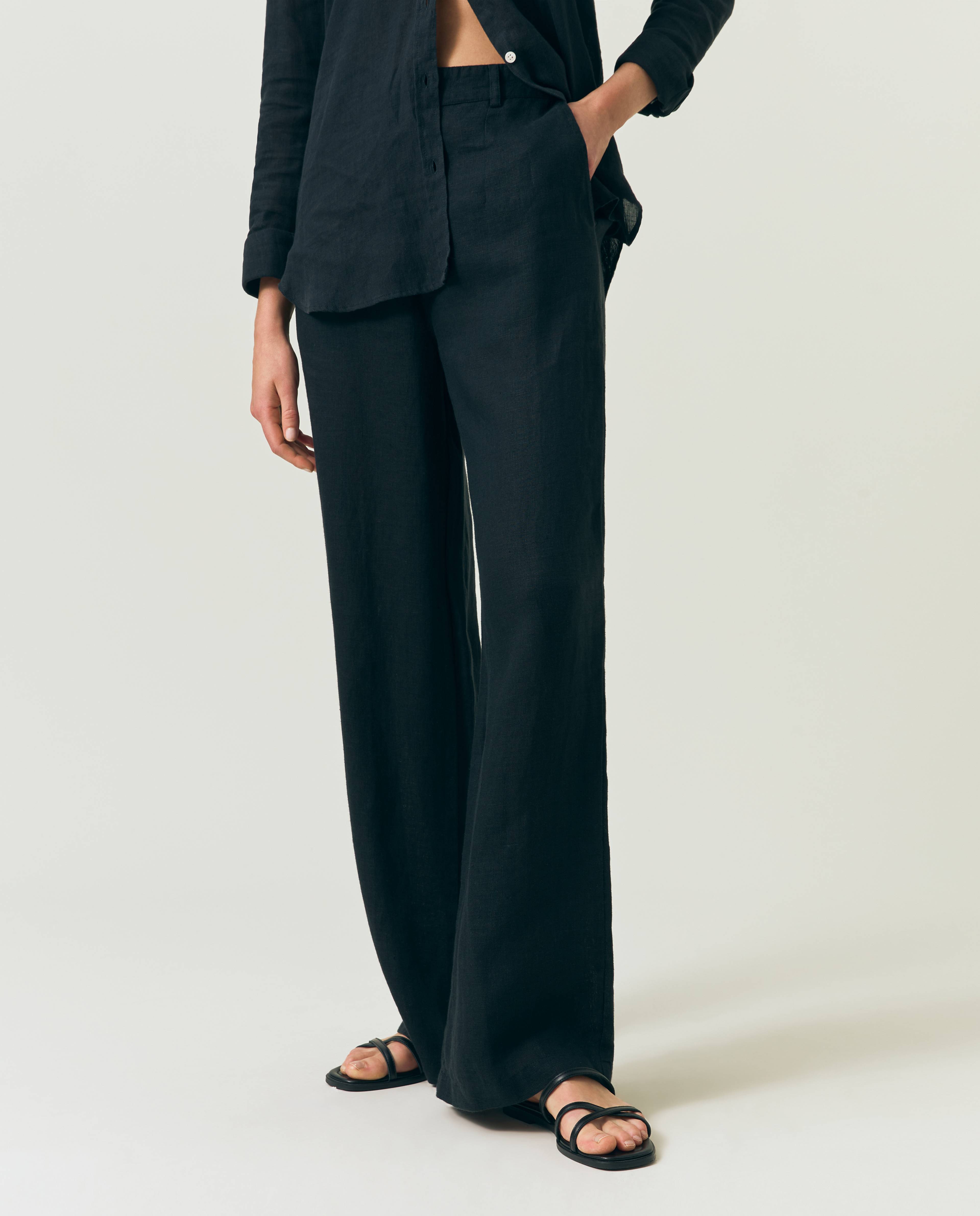 High Waist Wide-leg Linen Pants
