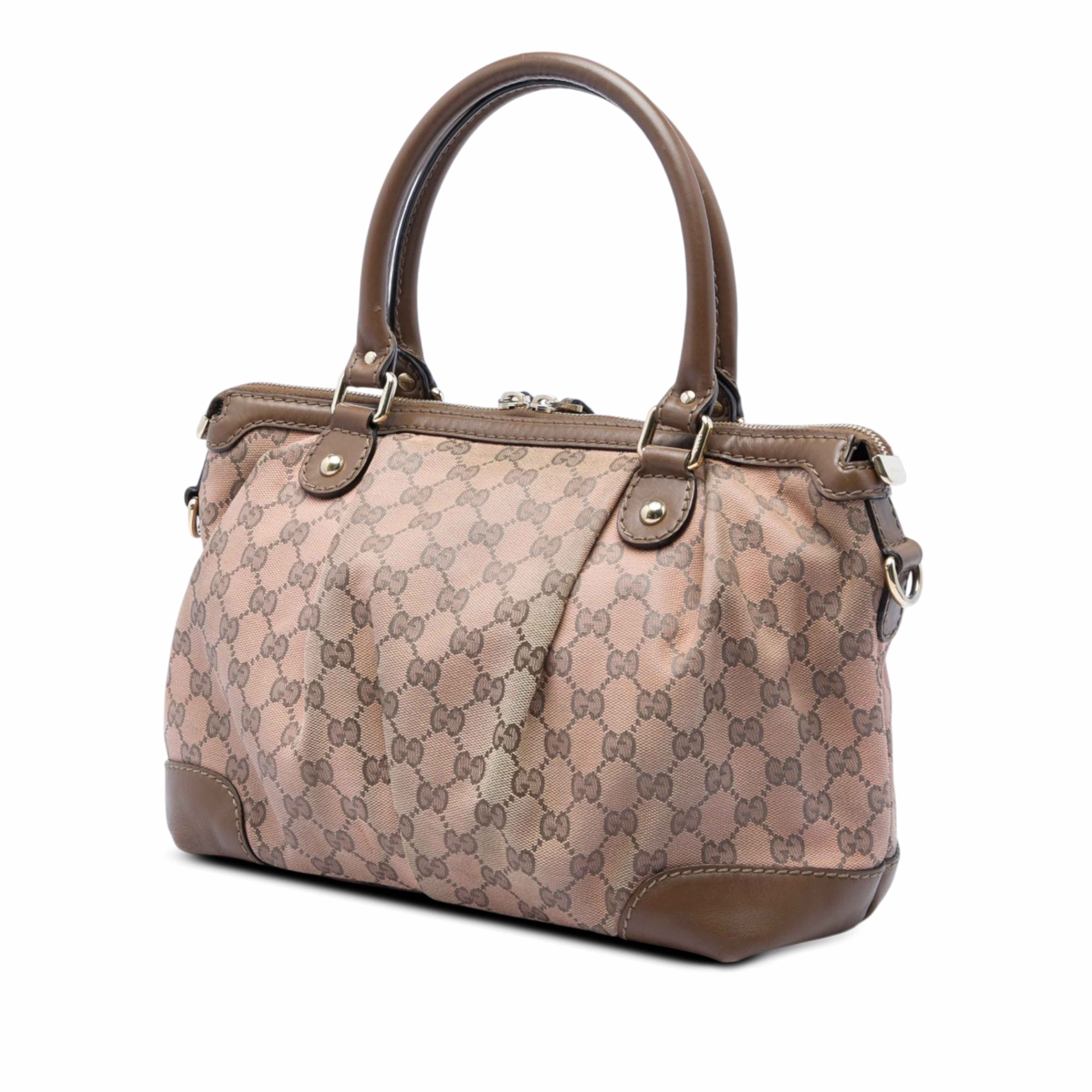 Gucci Gg Canvas Sukey Satchel, från Luxclusif, i färgen beige. Klicka för att öppna bilden i stort format
